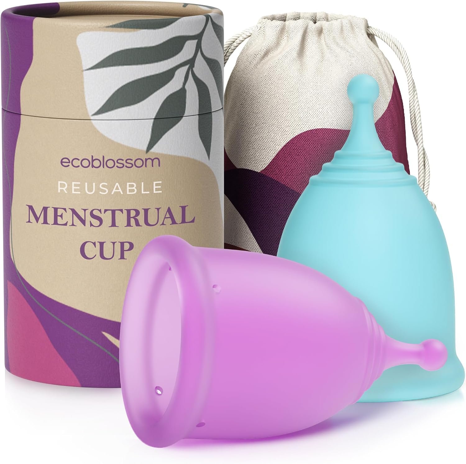 Ecoblossom Menstrual Cups, Period Cup for Women, Menstrual Disc Alternative | (Small & Large Cups) Medical-Grade Silicone, Comfortable Fit, Reliable 12-Hour Leak-Free Protection