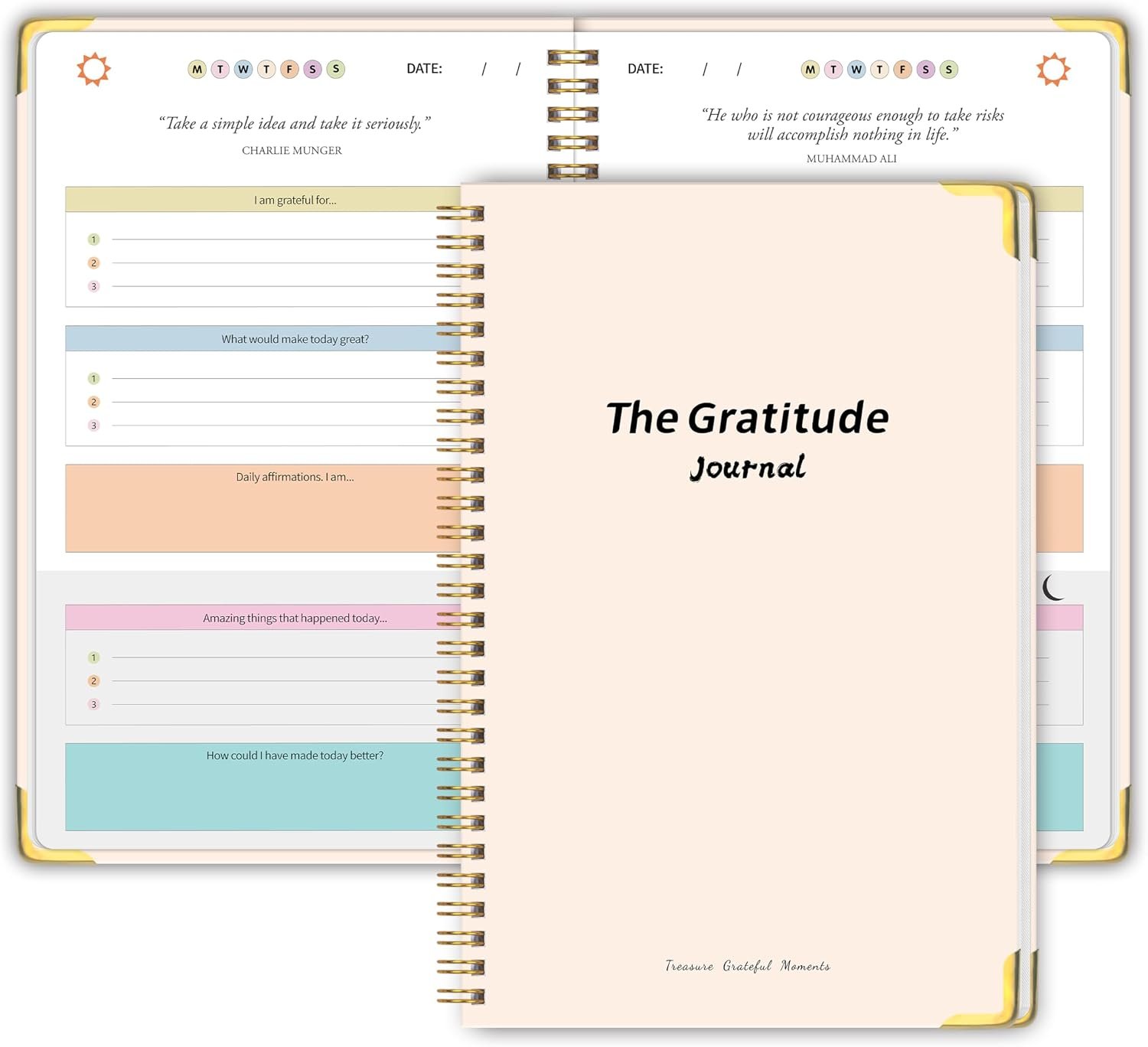 The Gratitude Journal for Women＆Men – 5 Minute Daily Gratitude Practice | with Inspiring Prompts & Quotes, for More Happiness, Affirmation, Mindfulness＆Reflection, Personalized Self Care Gifts
