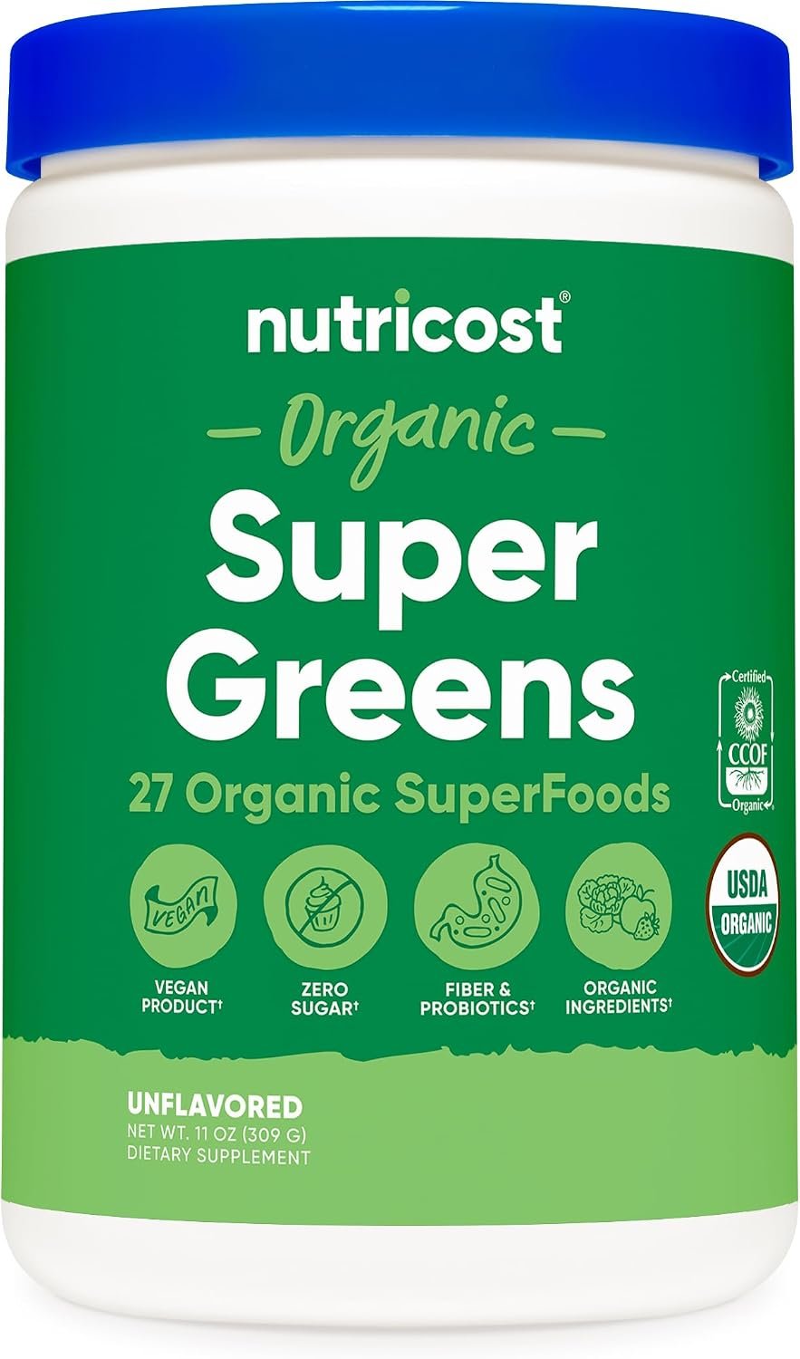 Nutricost Organic Super Greens Powder (30 Servings) No Flavor Added | Superfood Supplement Drink Mix