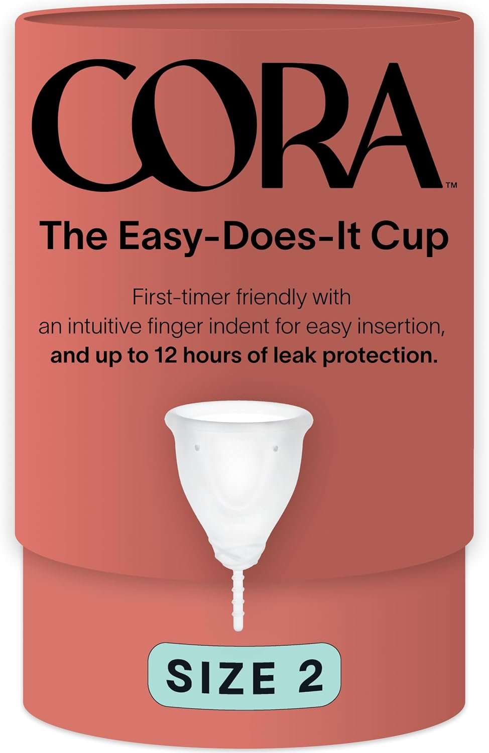 Cora Menstrual Cup (Size 2) | Comfortable, Sustainable, Premium Medical Grade Silicone, BPA-Free, Simple to Use, Reusable Feminine Care