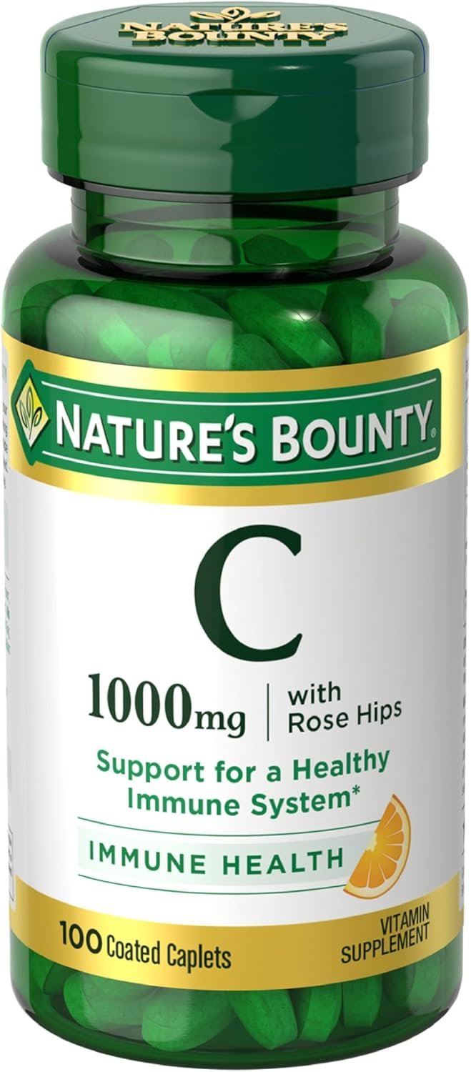 Nature’s Bounty Vitamin C + Rose Hips, Vegetarian Caplets, 100 Count