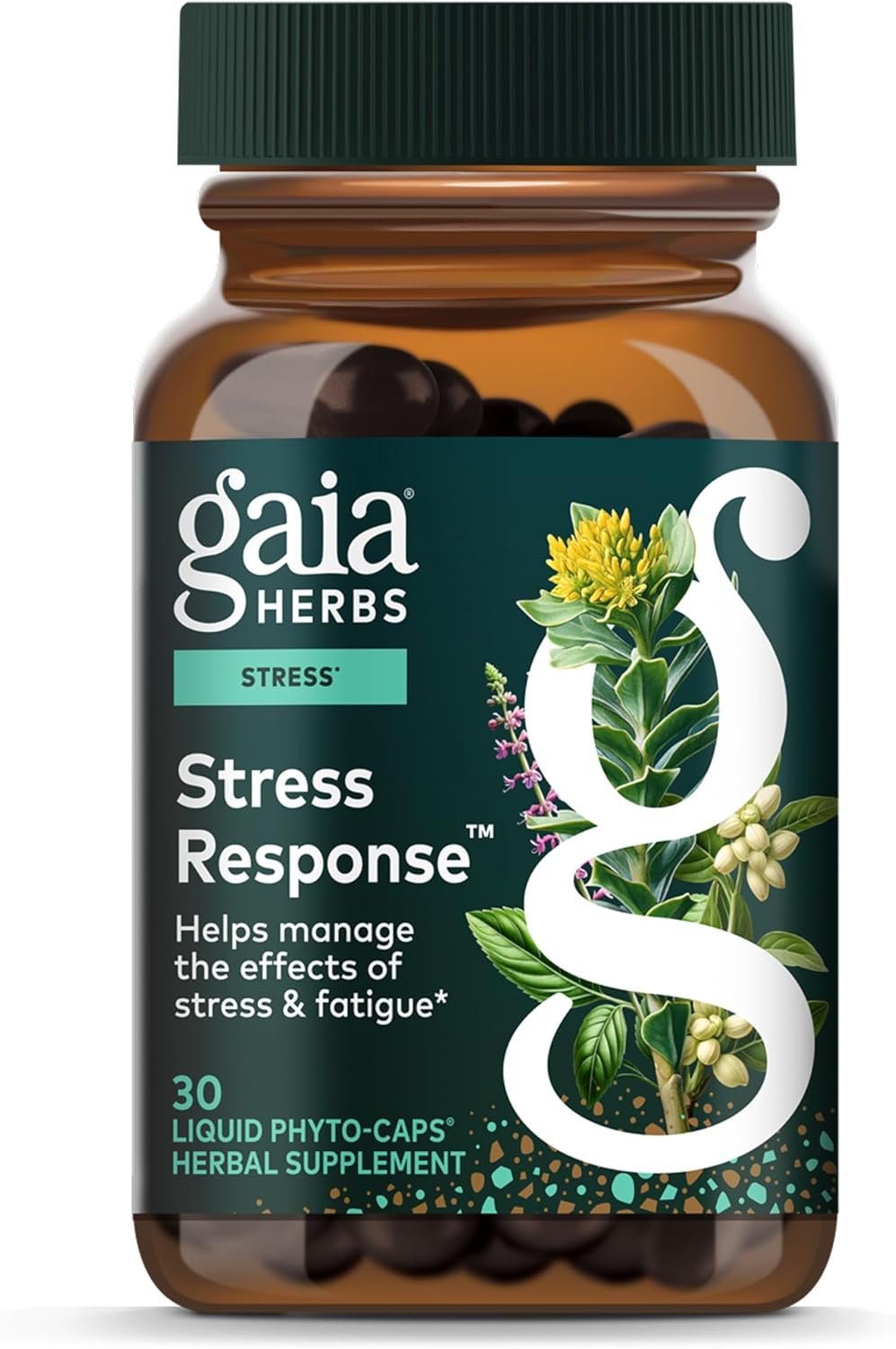 Gaia Herbs Stress Response Supplements, 30 Vegan Capsules, 15 Servings | Supports Relaxation & Healthy Stress Response, With Rhodiola, Holy Basil, Ashwagandha & More, Vegan