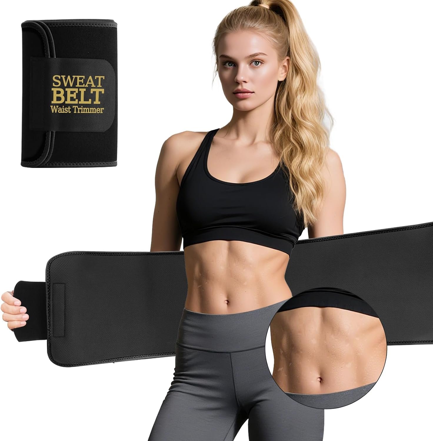 kissleaf Sweat Waist Trainer for Women Men, Comfortable Waist Cincher Sweat Belt to Boost Sweating Stomach Wrap Supportive | Sweat Waist Trainer for Weight Loss, Neoprene Material, Adjustable & Breathable Comfort, for Fitness, Running & Daily Use