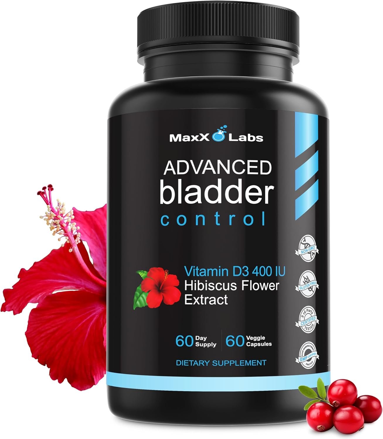 Advanced Bladder Control Supplements for Women & Men with Vitamin D3, 60 Ct | Supports Urinary Tract Health and Helps Overactive Bladder – Cranberry Pills with Pumpkin Seed Extract by MaxX Labs
