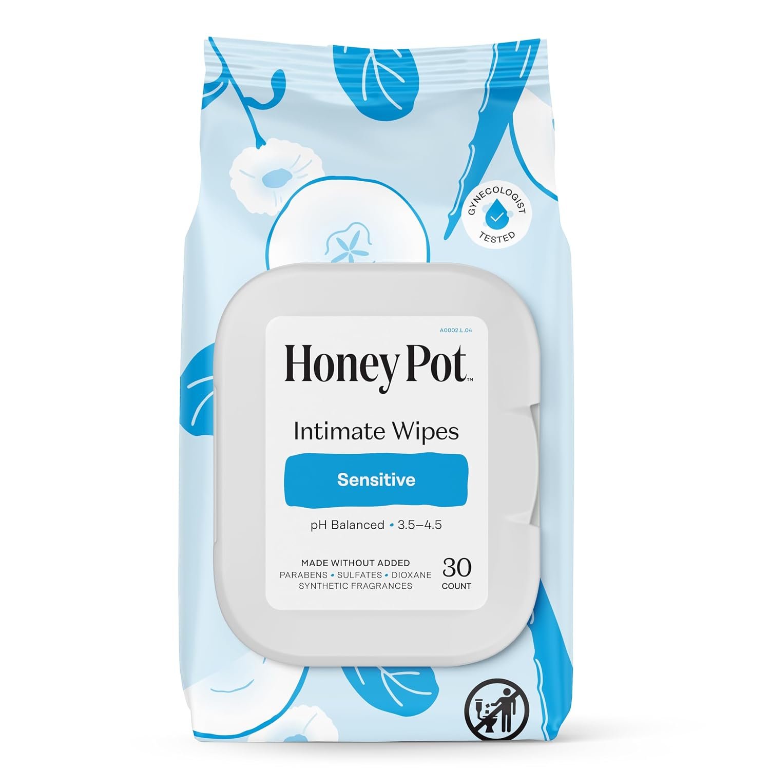 The Honey Pot Company – Feminine Wipes – Sensitive – pH Balanced | Herbal Infused Plant-Based Feminine Care for Sensitive Skin – Cleansing Wipes for Women – 30ct