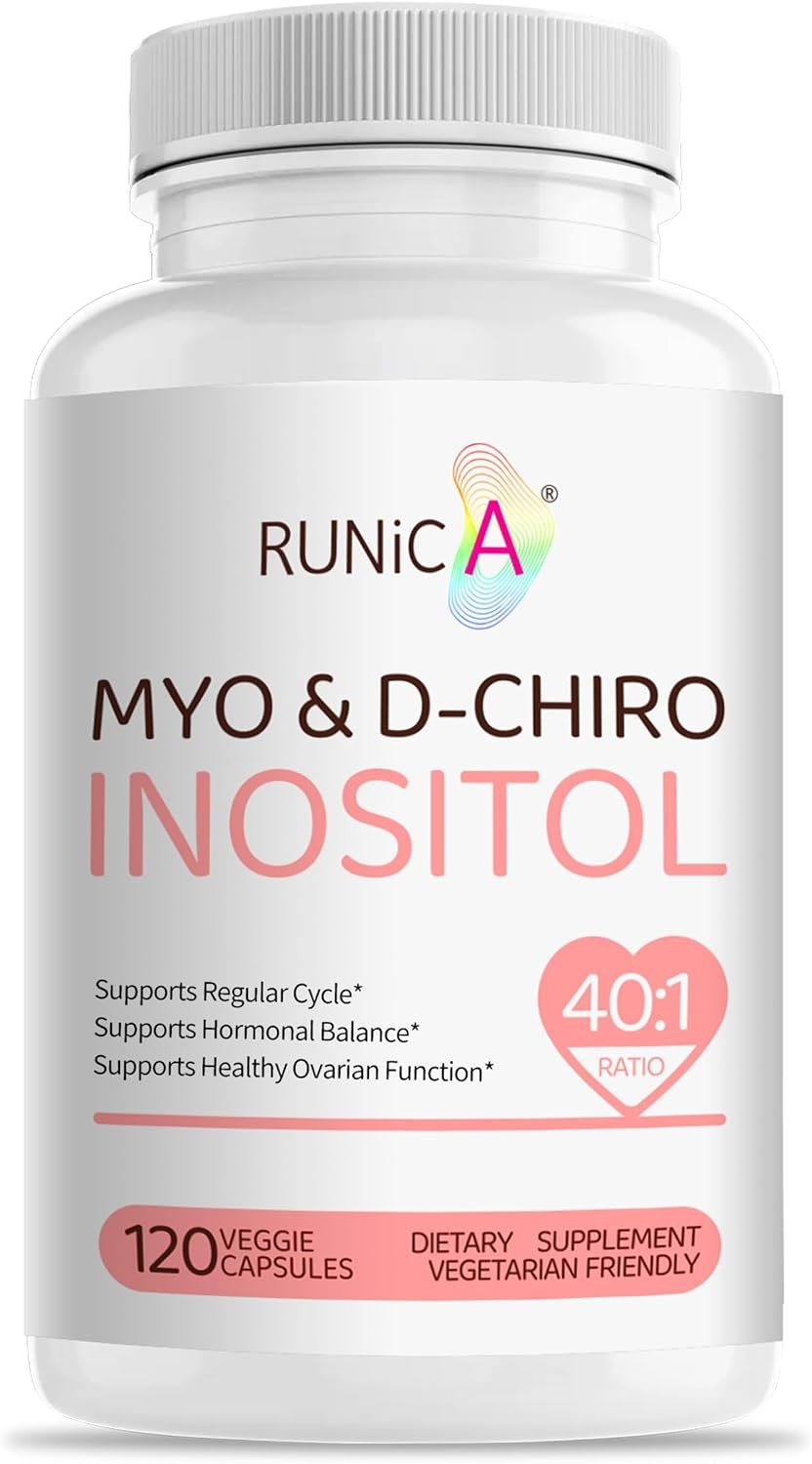 Myo-Inositol & D-Chiro Inositol (40:1 Ratio) – Support Hormone Balance, Fertility & Ovarian Health – 120 Vegan Capsules, 30-Day Starter Pack