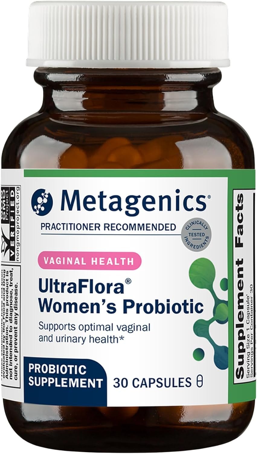 Metagenics UltraFlora Women’s Probiotic, 30 Capsules | Shelf-Stable Supplement for Vaginal Health, Yeast Balance and Urinary Comfort, with Lactobacillus GR-1 and RC-14, Non-GMO