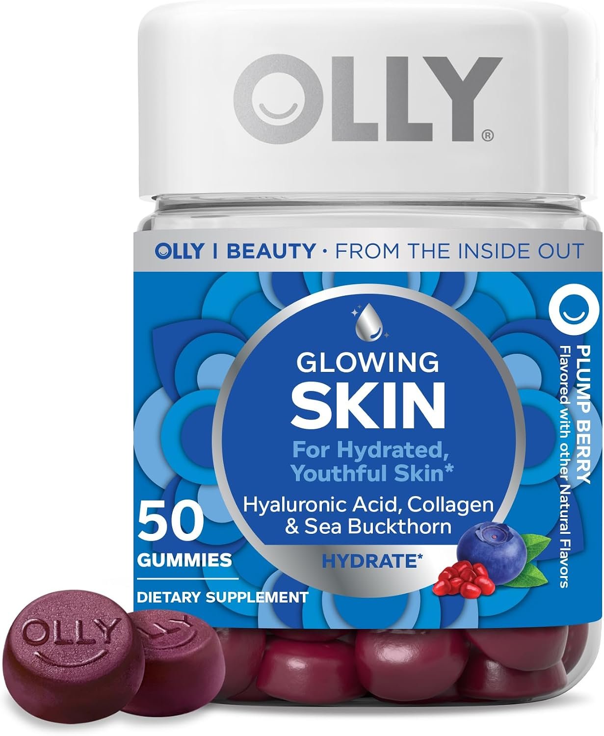 OLLY Glowing Skin, Hydrated & Youthful Skin*, Hyaluronic Acid – 50 Count