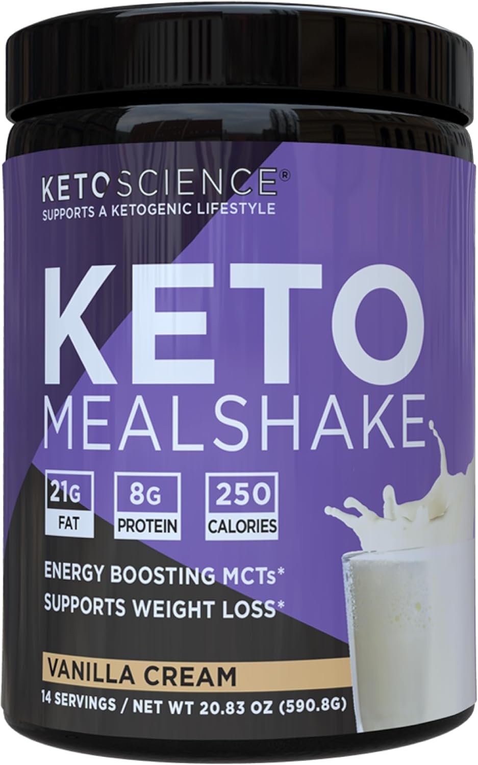 Keto Science Ketogenic Meal Shake Vanilla Dietary Supplement, Keto Protein, Rich in MCTs and Protein, Packed with Collagen, Vitamins and Minerals, Keto and Paleo Friendly, Weight Loss, (14 servings), 20.83Oz