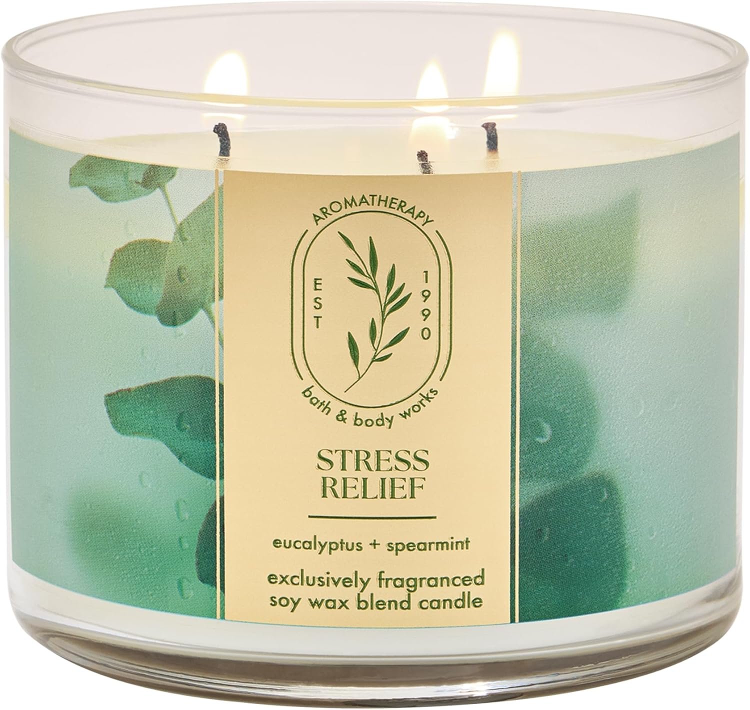 Bath & Body Works Eucalyptus Spearmint 3-Wick Candle – Scented Candle for At-Home Use – Long-Lasting, Room-Filling Fragrance – High Fragrance Oil Concentration – Soy Wax Blend