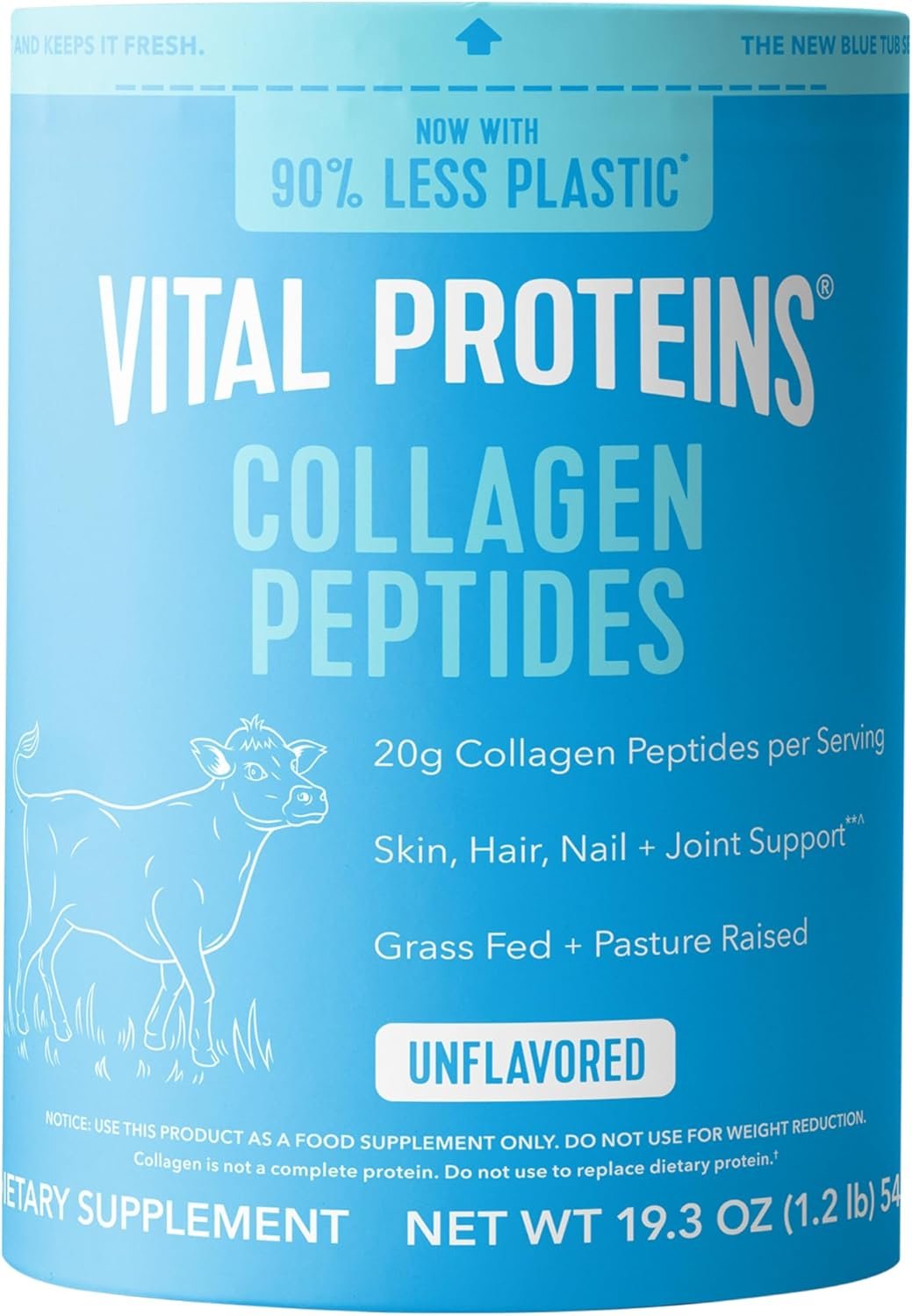 Vital Proteins Collagen Peptides Powder, Unflavored, 19.3oz | Grass-Fed Collagen Peptides, Supports Hair Skin & Nails, Bones & Joints, 28 Servings