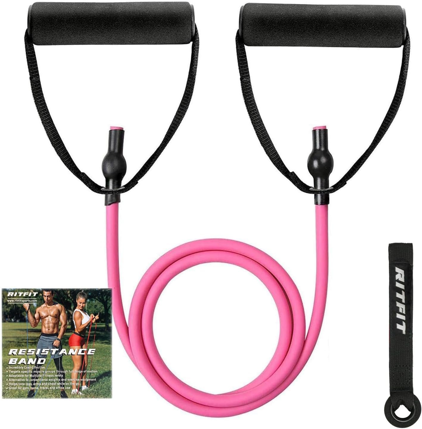 RitFit Single Resistance Bands with Handles Door Anchor for Home Gym