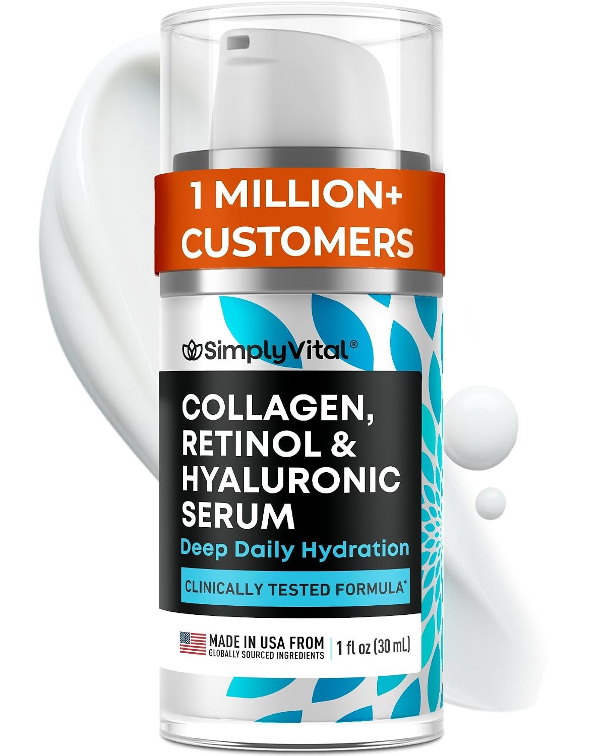 Retinol Collagen Face Serum – Anti-Aging Moisturizer for Women, 1 fl oz | Hyaluronic Acid Serum for Face, Neck & Décolleté, Deep Moisturizing Skin Care Complex, Hydrating Facial, Day & Night, Silky