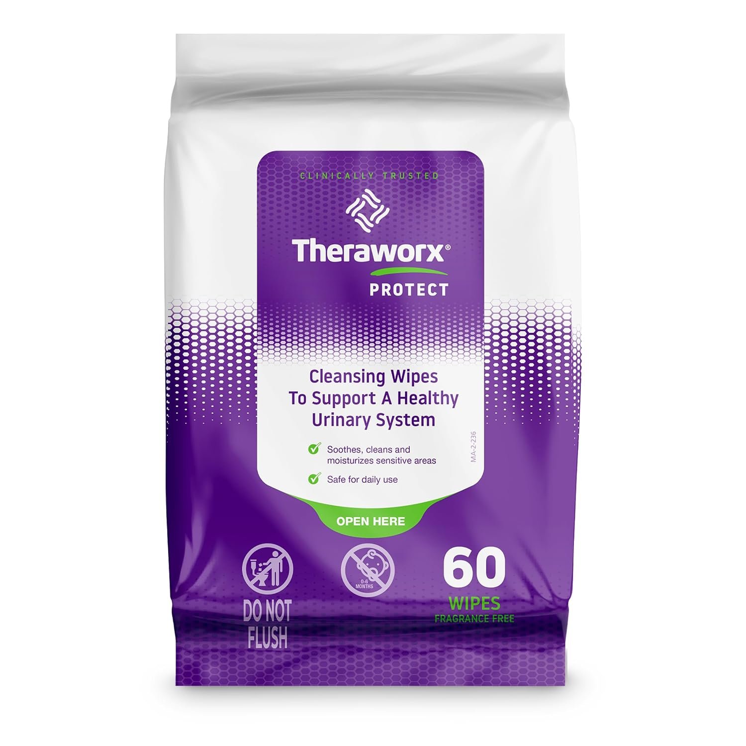 Theraworx Protect Cleansing Wipes – 60 Count (1 pack) | Clinically Trusted, daily cleansing to support a healthy urinary system. Soothes, cleans, and moisturizes sensitive areas.