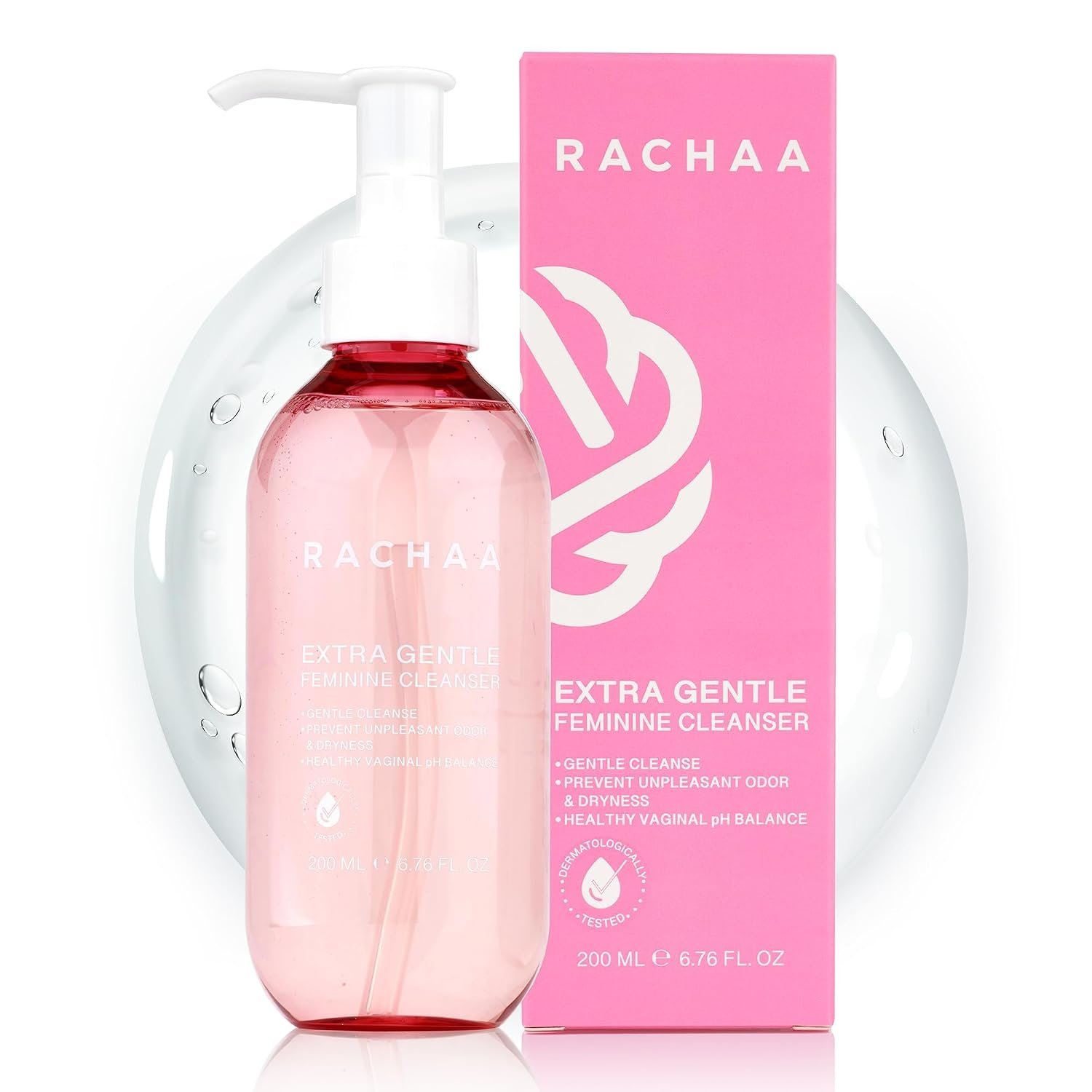 RACHAA Feminine Wash for Women – Gentle Daily Intimate Cleanser for Lightening, Moisturizing, Cleansing with Vitamin C, Tea Tree Oil & Lactic Acid – Sensitive, Hypoallergenic & pH Balance, 6.76 FL.Oz