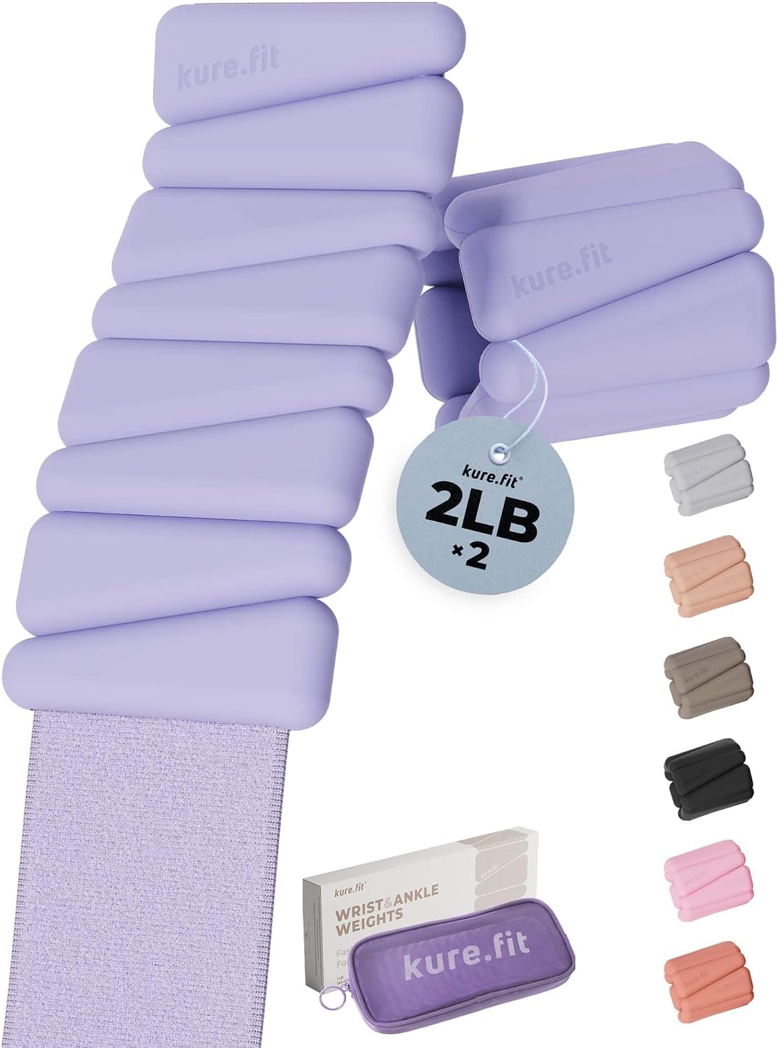 Pilates Wrist & Ankle Weights | Adjustable Weighted Bangles | 1LB/2LB Each | Pilates and walking weights for women, set of 2 with a color-coordinated design and matching mesh pouch for at-home workouts.
