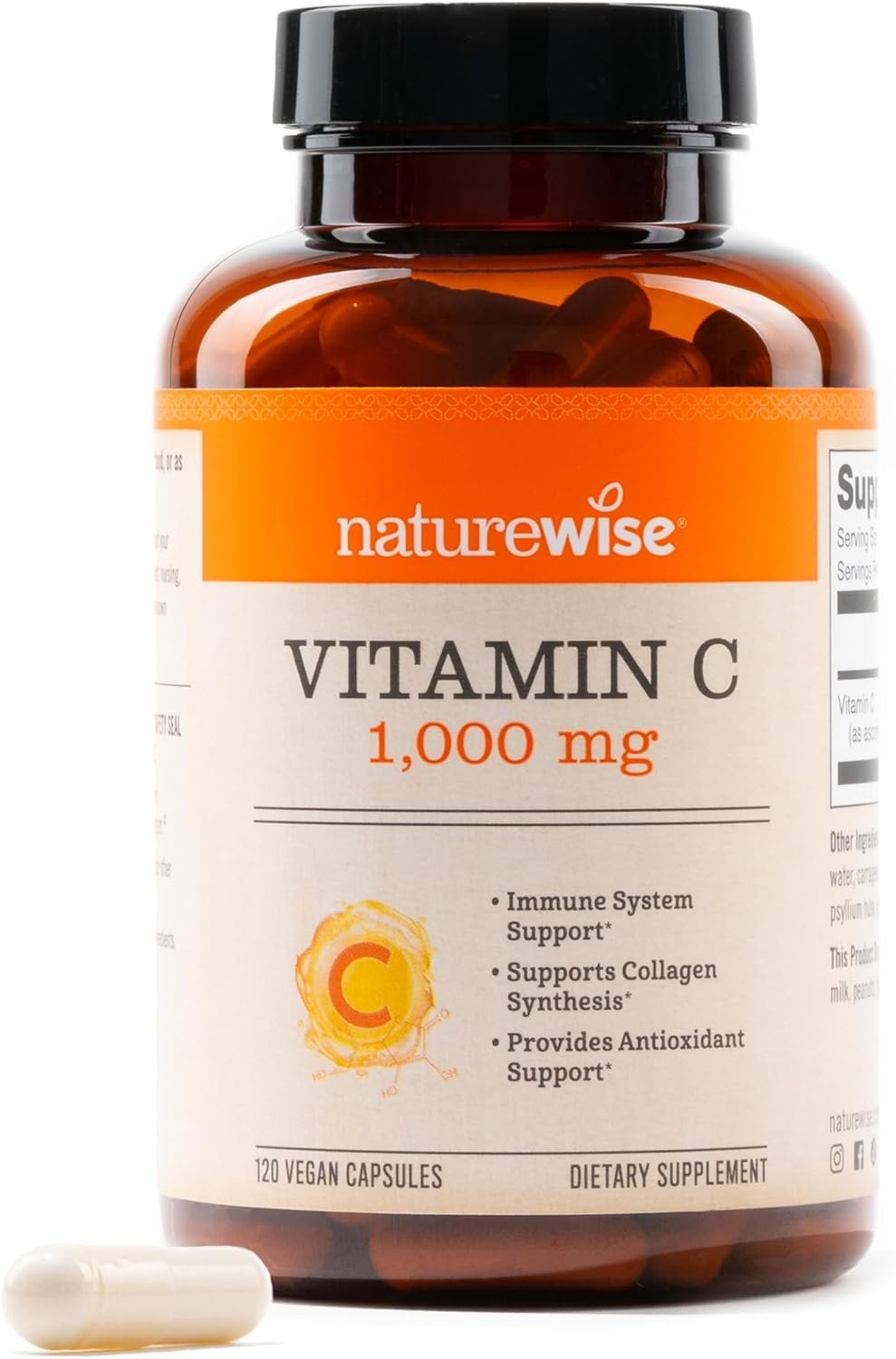 NatureWise Vitamin C 1000mg Capsules – Extra Strength Vegan Vitamin C for Daily Antioxidant & Immune Support – Non-GMO, USA Manufactured – 120 Capsules[120-Day Supply]