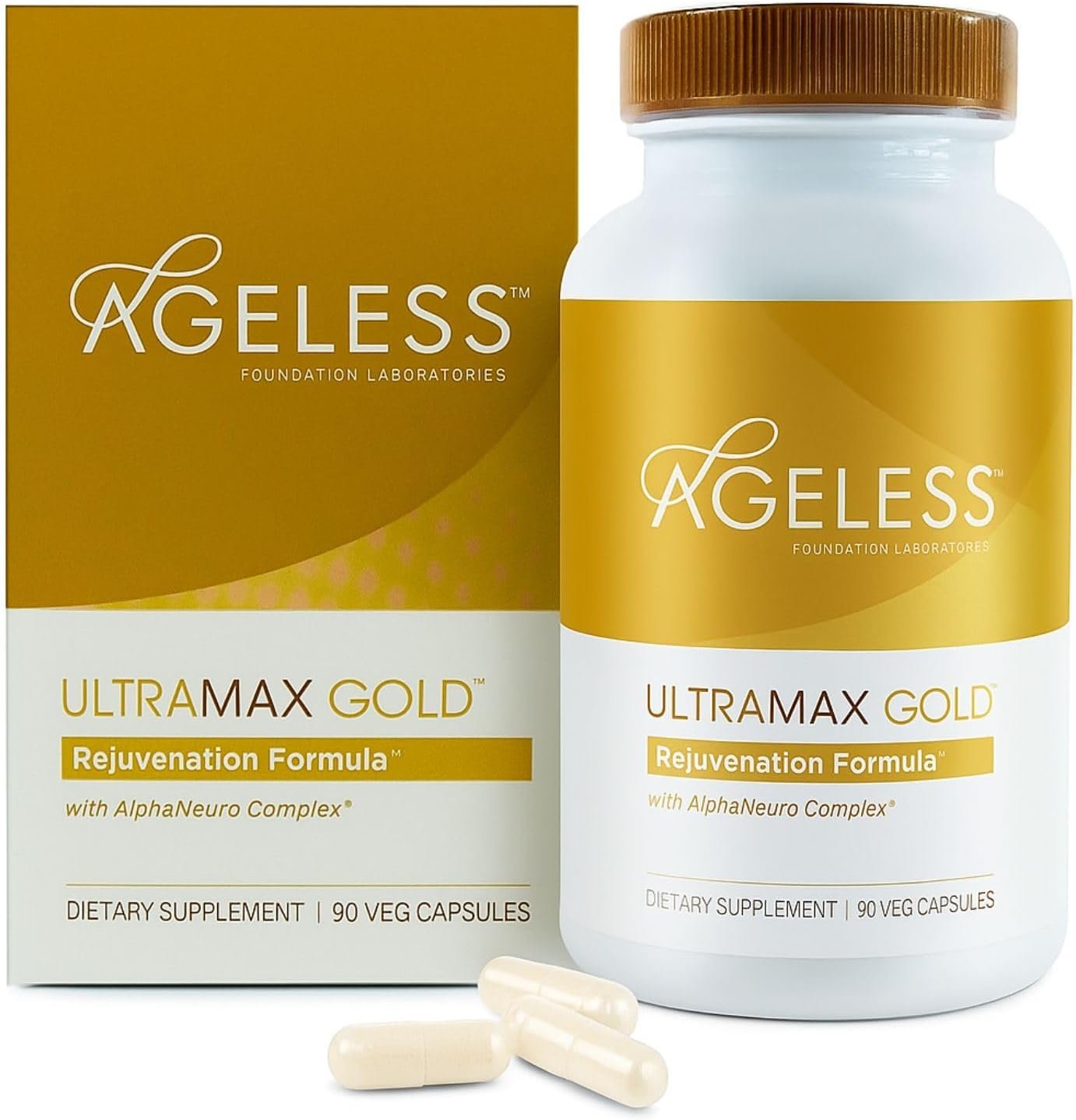 Ageless HGH Supplements for Women & Men, Ultra MAX Gold 90 Capsules | Healthy Aging Support, Cellular Energy, Longevity Support, Daily Vitality, Active Lifestyle, Rejuvenation Formula
