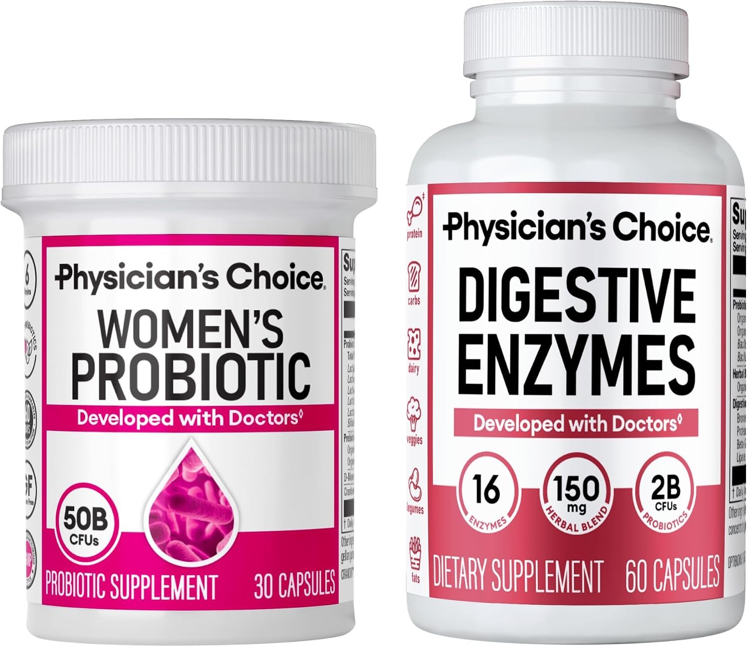 Physician’s CHOICE Women’s Starter Bundle: Women’s Probiotic 30ct + Digestive Enzymes 60ct