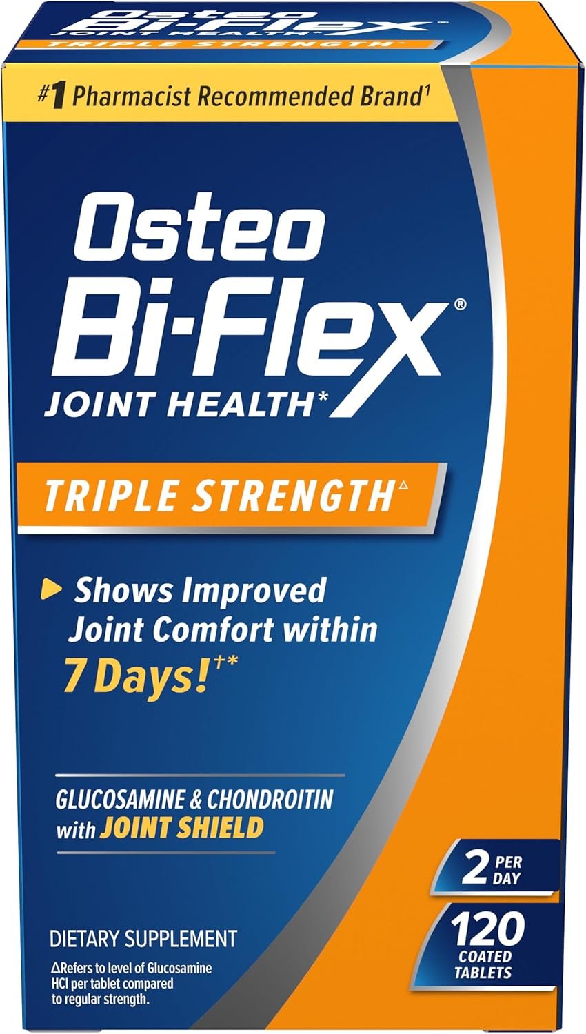 Osteo Bi-Flex Triple Strength Glucosamine Chondroitin Supplement, 120 Count | Improve Joint Function, Strength, Flexibility, Mobility, 120 Coated Tablets