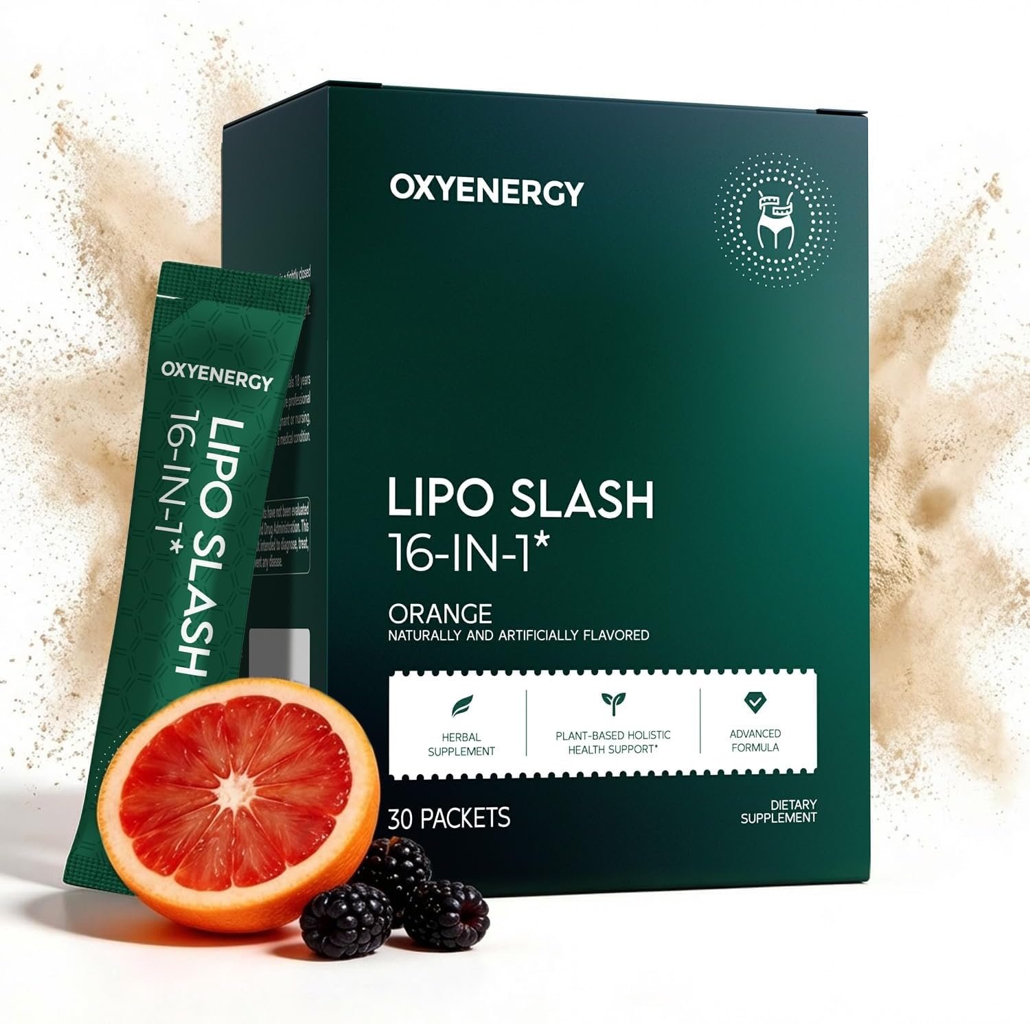 OxyEnergy LIPO Slash 16-in-1 Natural Weight Loss Supplement, 30 Packets | Supports Appetite Suppressant & GLP-1 Activate, Vegetarian, Non-GMO for Women & Men Seeking Healthy Weight Loss