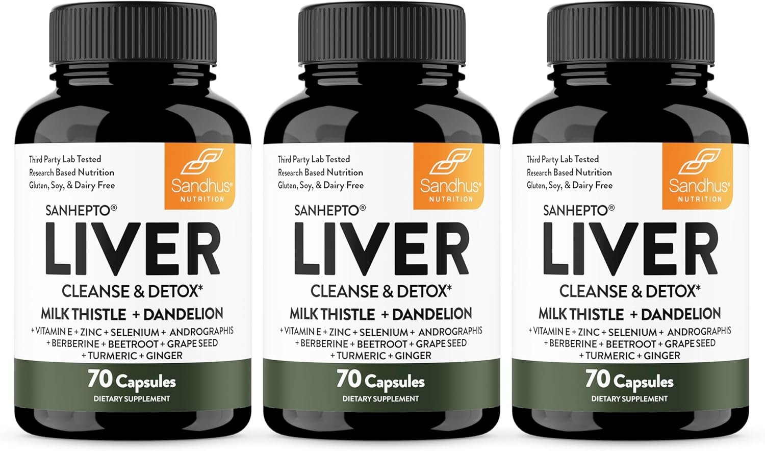 Liver Cleanse Detox & Repair Capsules Milk Thistle Dandelion Root 210 Count | Herbal Liver Support Supplements With Turmeric & Artichoke Leaf GMP-Certified, Gluten-Free Supplement By Sandhu’s