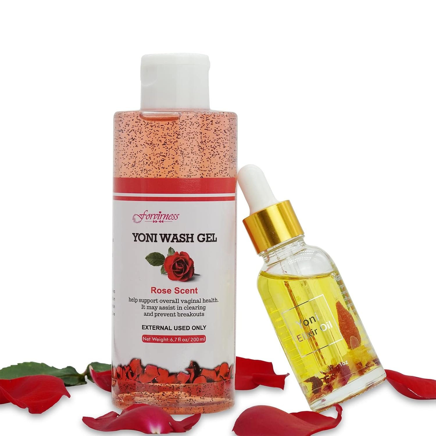 Feminine Wash, Natural Yoni Oil Set, Vaginal Wash with Cleaning Factor – Yoni Wash for Women PH Balance, 1 fl.oz Feminine Oil & 6.7 fl.oz Intimate Cleanser