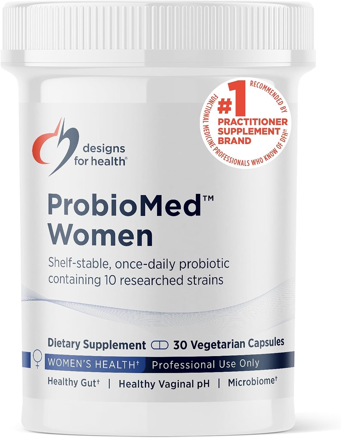 Designs for Health ProbioMed Women – Vaginal Probiotics to Support pH Balance, Vaginal Comfort, Immune Health & Gut Health for Women – Dairy-Free Probiotic (30 Capsules)
