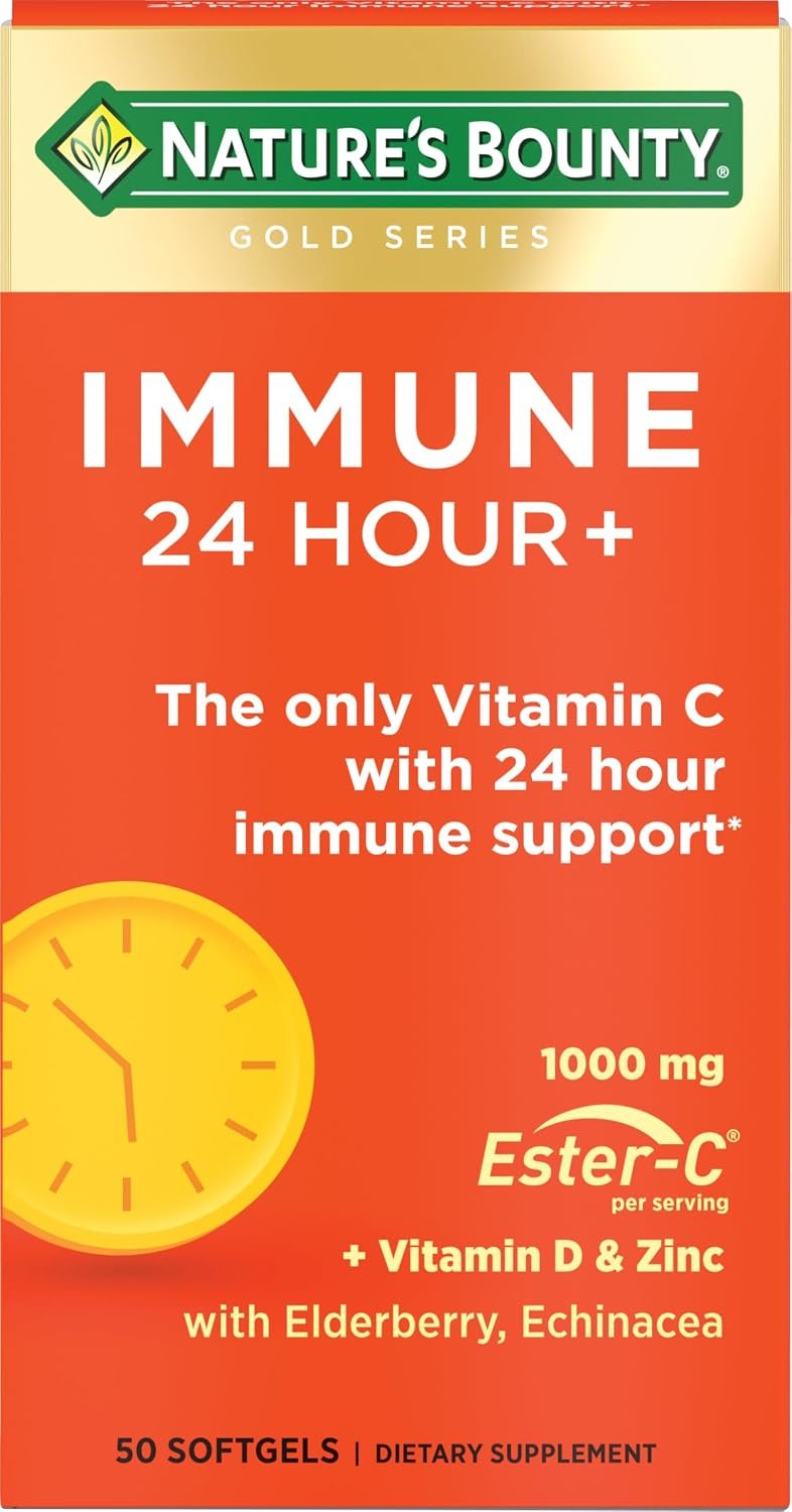 Nature’s Bounty Immune 24 Hour +, 2 Softgels per Day, 50 Count