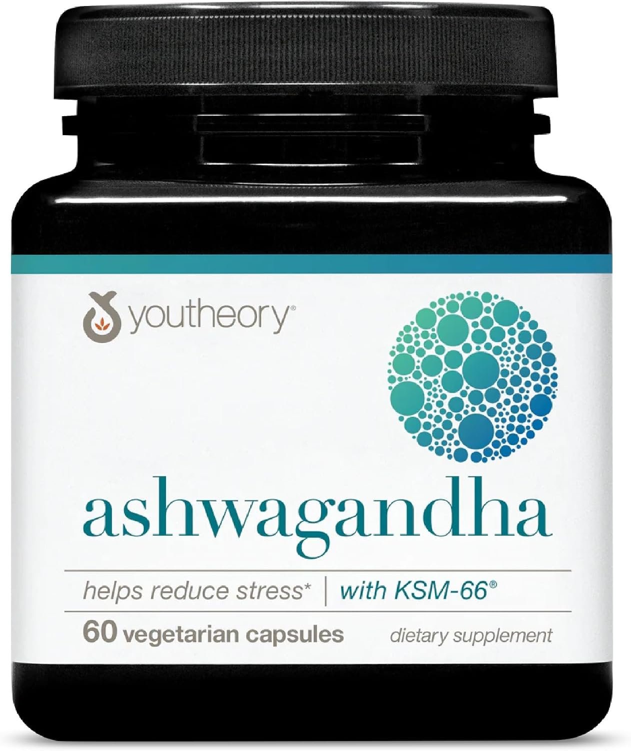 Youtheory Ashwagandha, 1,000 mg, 60 Vegetarian Capsules, 30-Day Supply | Stress and Cortisol Support Supplement*, Adaptogenic Herbal Blend with Organic KSM-66 Ashwagandha and Ginger