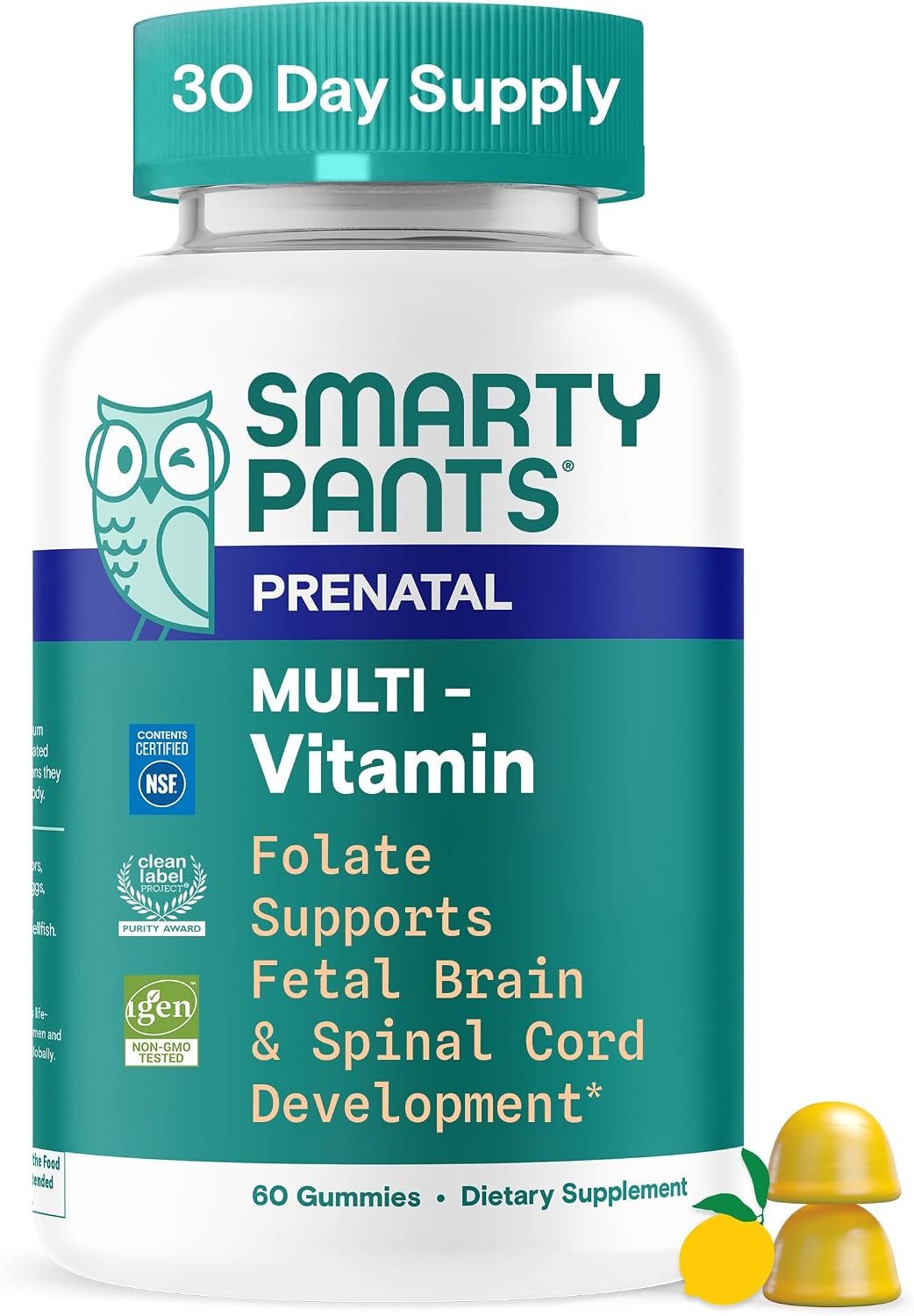 SmartyPants Prenatal Vitamins for Women, Multivitamin Gummies: Pre and Postnatal Vitamins, Biotin, Methylfolate, Vitamin D3, C, Vitamin B12, B6, A, K & Zinc, Inositol, 60 Count (30 Day Supply)
