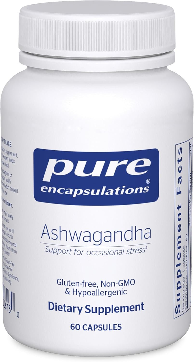 Pure Encapsulations Ashwagandha, 60 Capsules | 500 mg Ashwagandha Extract, Metabolism and Stress Support, Immune Support*, Non-GMO and Vegan