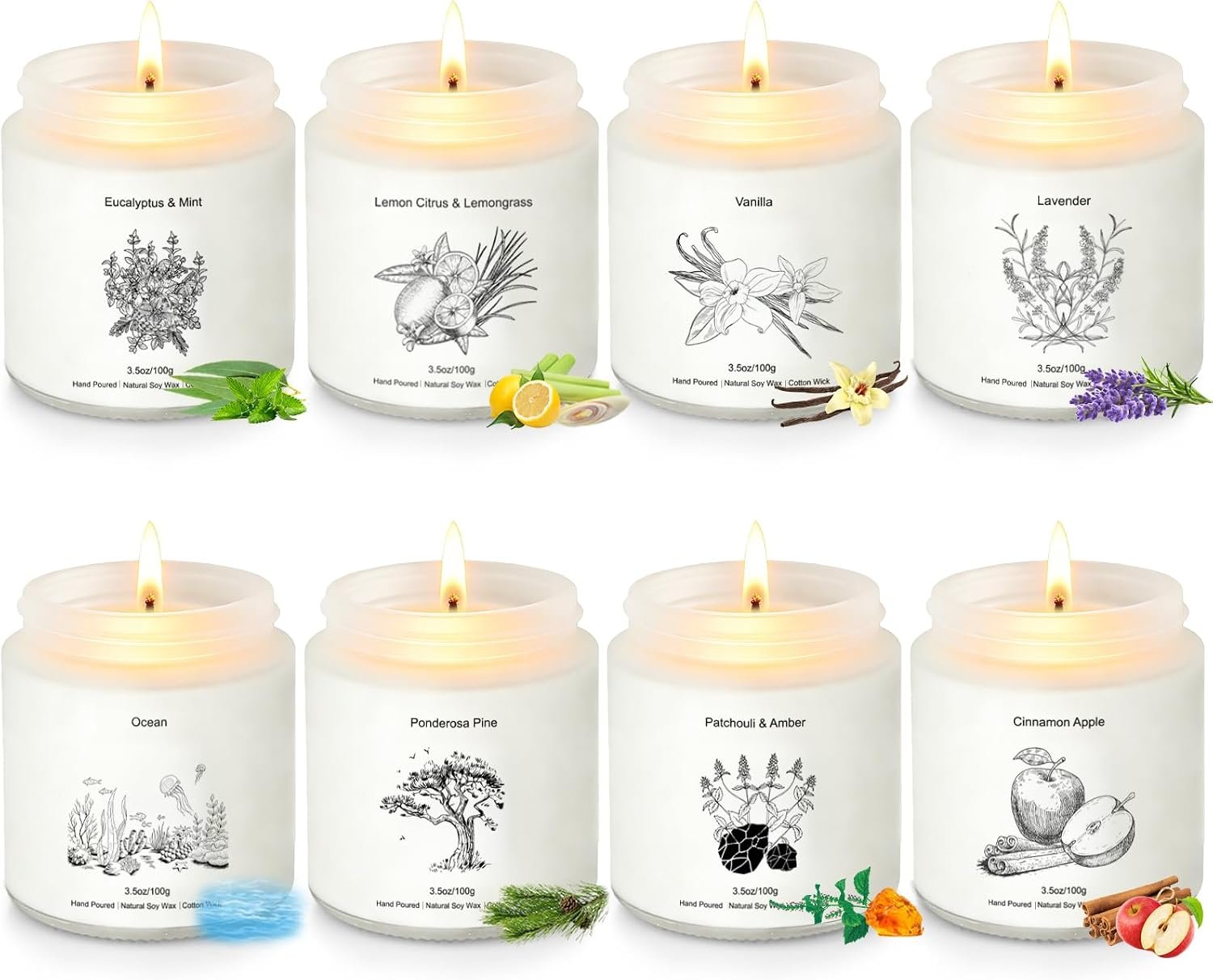 Holiday Candles Gift Set,8 Pack Long Lasting Soy Candles for Home,Natural Aromatherapy Candles with Relaxing Scents,Perfect Spa Gifts for Women