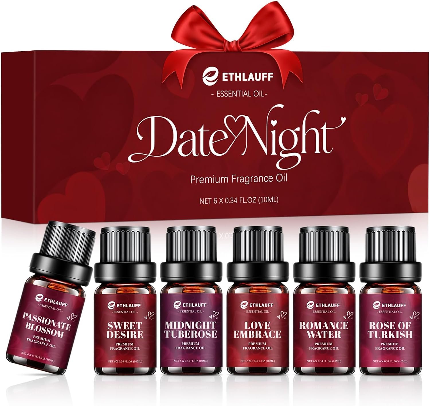 Date Night Fragrance Oils Set, Premium Essential Oils Set for Candle & Soap Making, Scented Oils for Perfume, Rose of Turkish, Romance Water, Valentines Day Gifts for Women