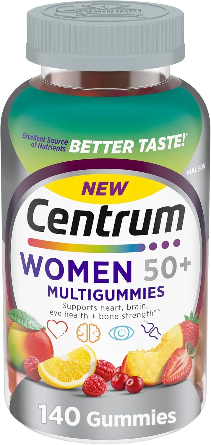 Centrum MultiGummies for Women 50 and Over, 140 Count | Contains Vitamin D3, B Vitamins, Calcium, and Antioxidants, Non-GMO Ingredients, Supports Memory and Cognition, GLP-1 Support