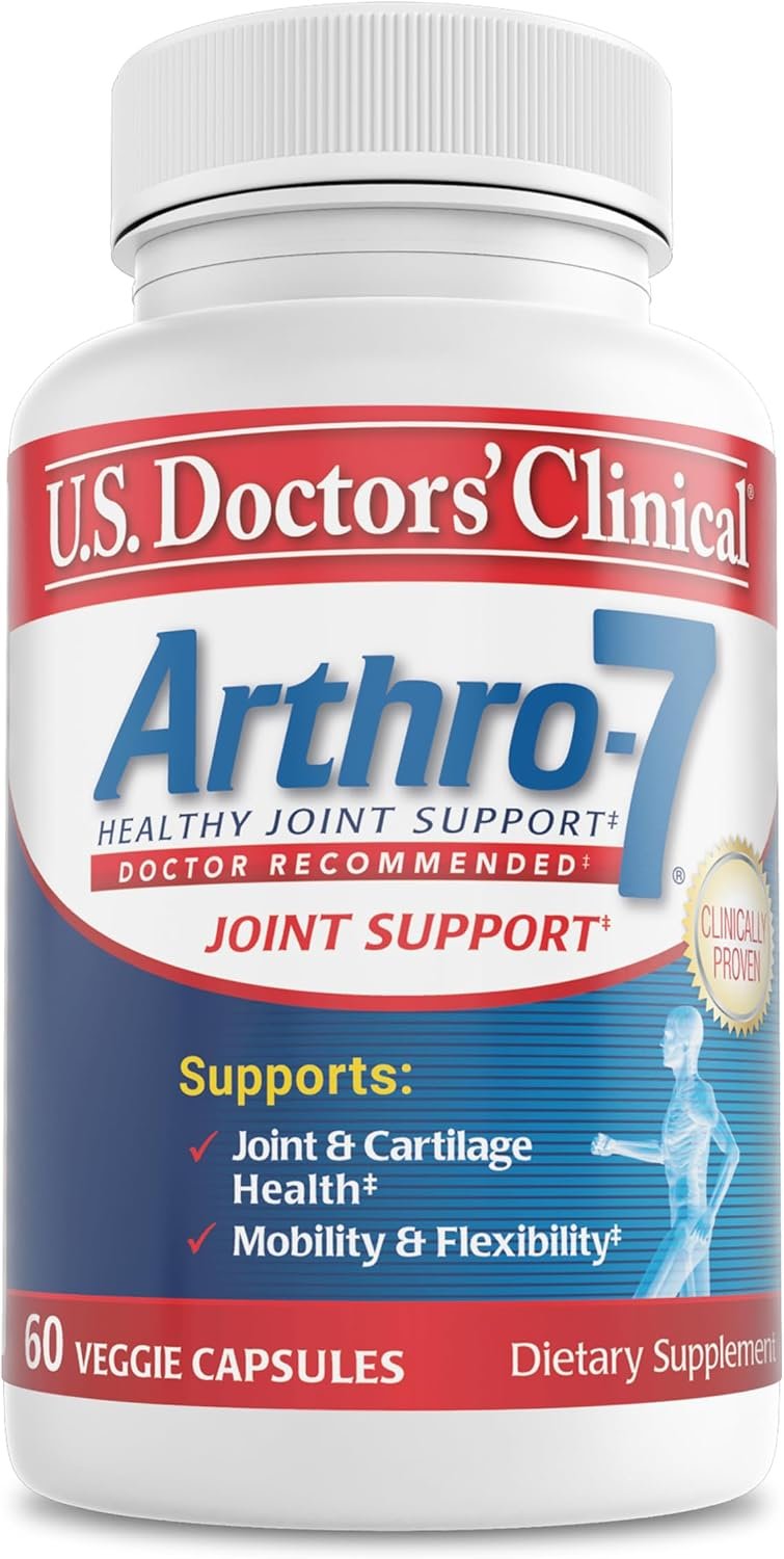 U.S. Doctors’ Clinical Arthro-7 Joint Support Supplement – 60 Capsules | Clinically proven AR7 blend with turmeric, collagen, MSM & bromelain for healthy joints and mobility.* 60 capsules.