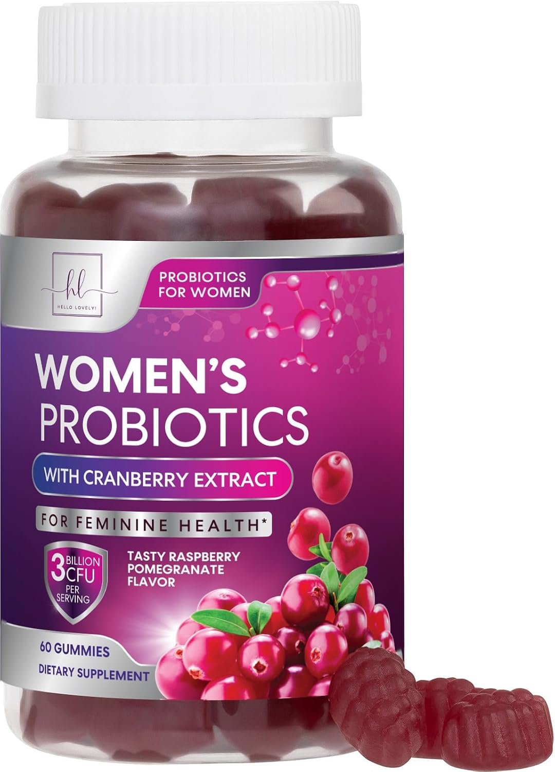 Probiotics for Women Gummies with Cranberry – 6 Premium Strains for PH Balance – Women Probiotics for Digestive Health, Vaginal & Immune Support, Women’s Probiotic Feminine Health Gummy – 60 Gummies