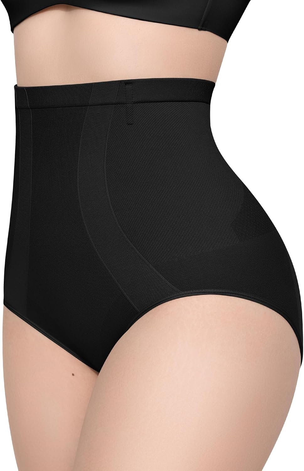 KLVEE Shapewear Tummy Control Panties for Women, Body Shaper Compression Underwear, High Waisted Seamless Girdle Spanks Black | Shapewear for Women, Firm Tummy Control Body Shaper , No Rolling Underwear, Breathable Lift-Boooty Cutout, Cross-Back Support