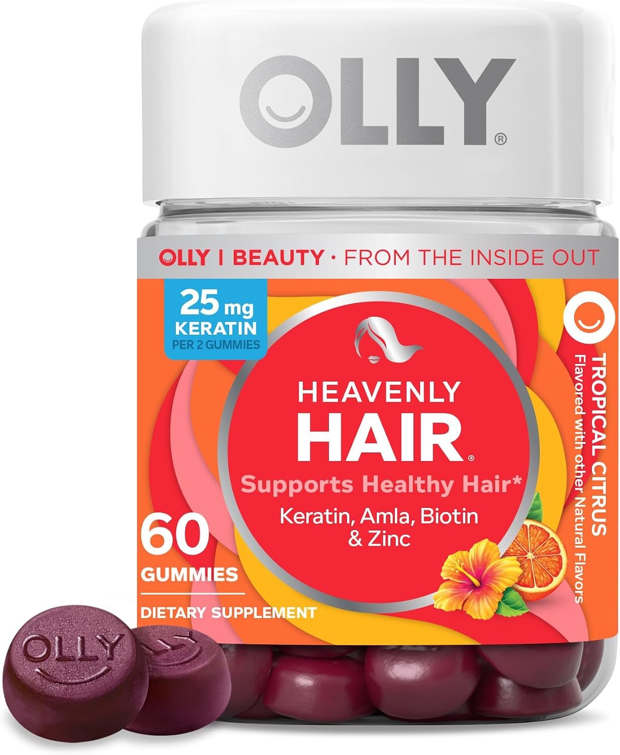 OLLY Heavenly Hair, Supports Healthy Hair,* Keratin, Biotin – 60 Count