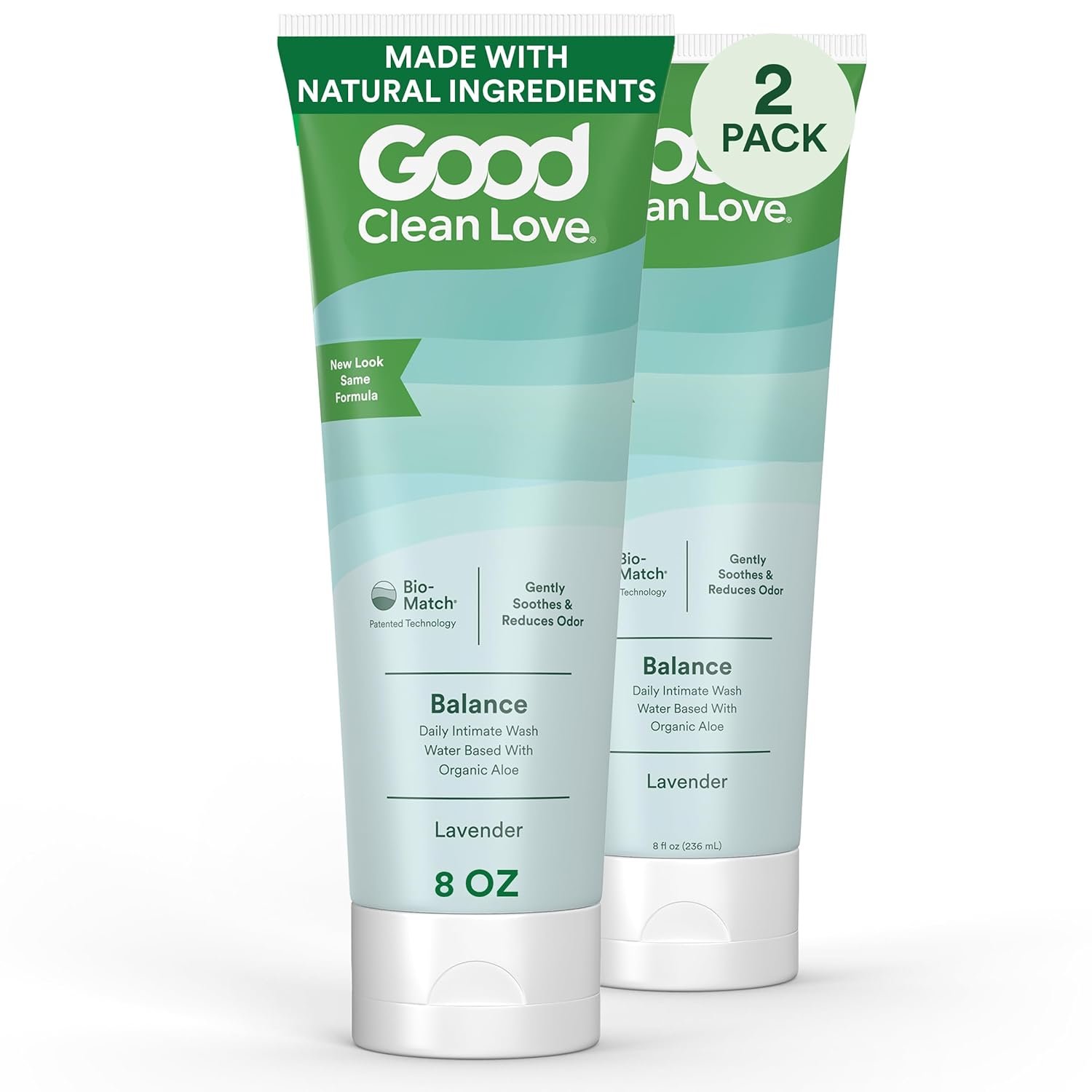 Good Clean Love Balance Feminine Wash, Gentle, pH-Balanced, 8 Oz (2-Pack) | Ph-Balanced Vaginal Cleanser With Natural Ingredients. Gentle Feminine Care. Reduces Vaginal Dryness & Odor