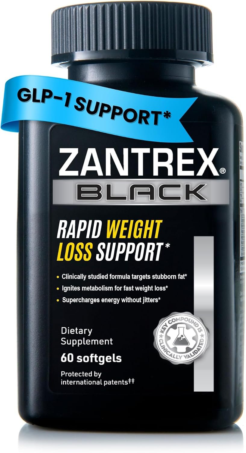 Zantrex Black – Naturally Boost GLP-1 & Metabolism Support | Thermogenic Energy, Weight Management Formula | 60 Pills