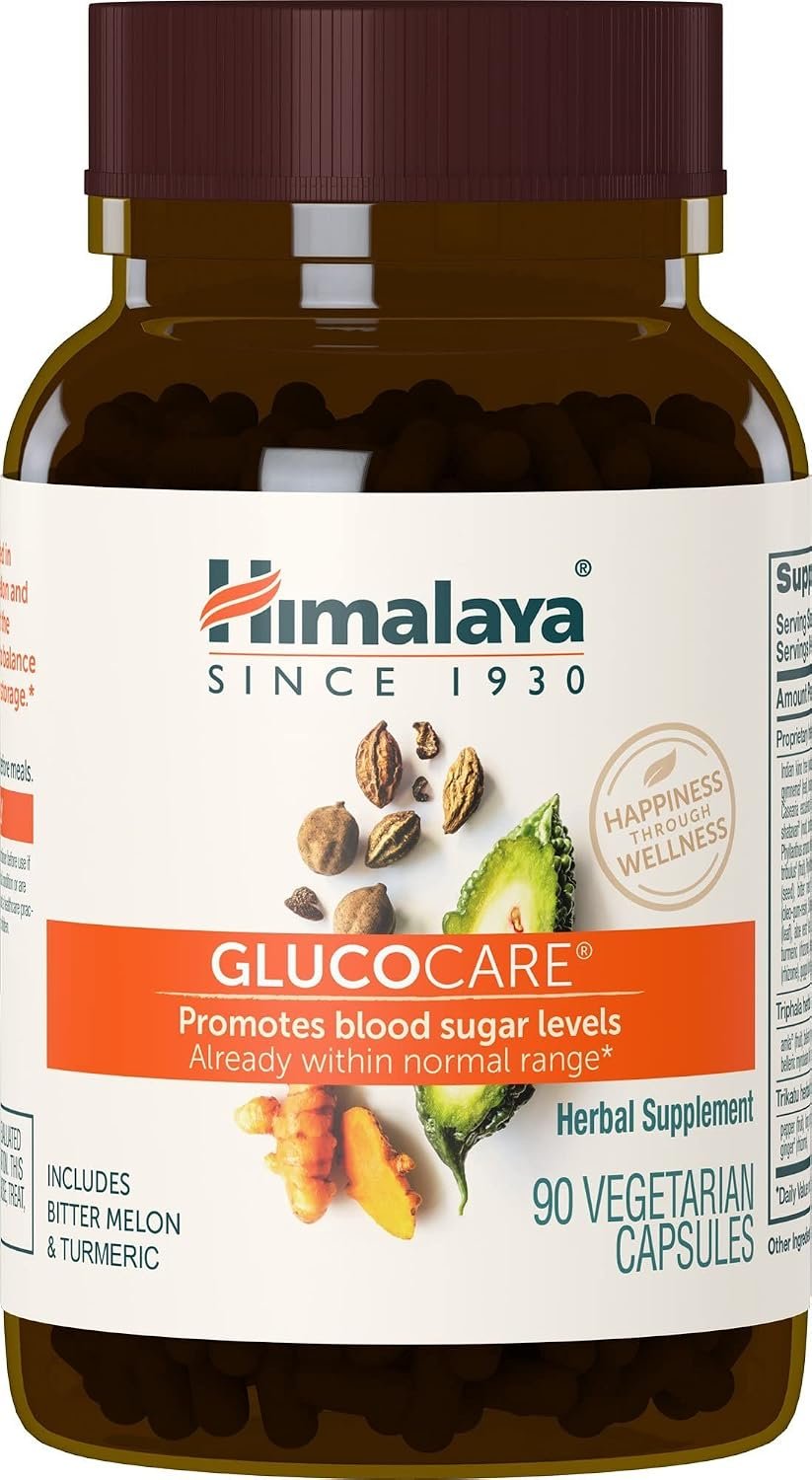 Himalaya GlucoCare – Herbal Glucose Metabolism & Pancreatic Support with Bitter Melon, Gymnema, Triphala & Turmeric – Natural Blood Sugar Support – Vegan, Non-GMO, Gluten-Free – 90 Capsules | Himalaya GlucoCare Herbal Glucose Metabolic Supplement, 90 Capsules,