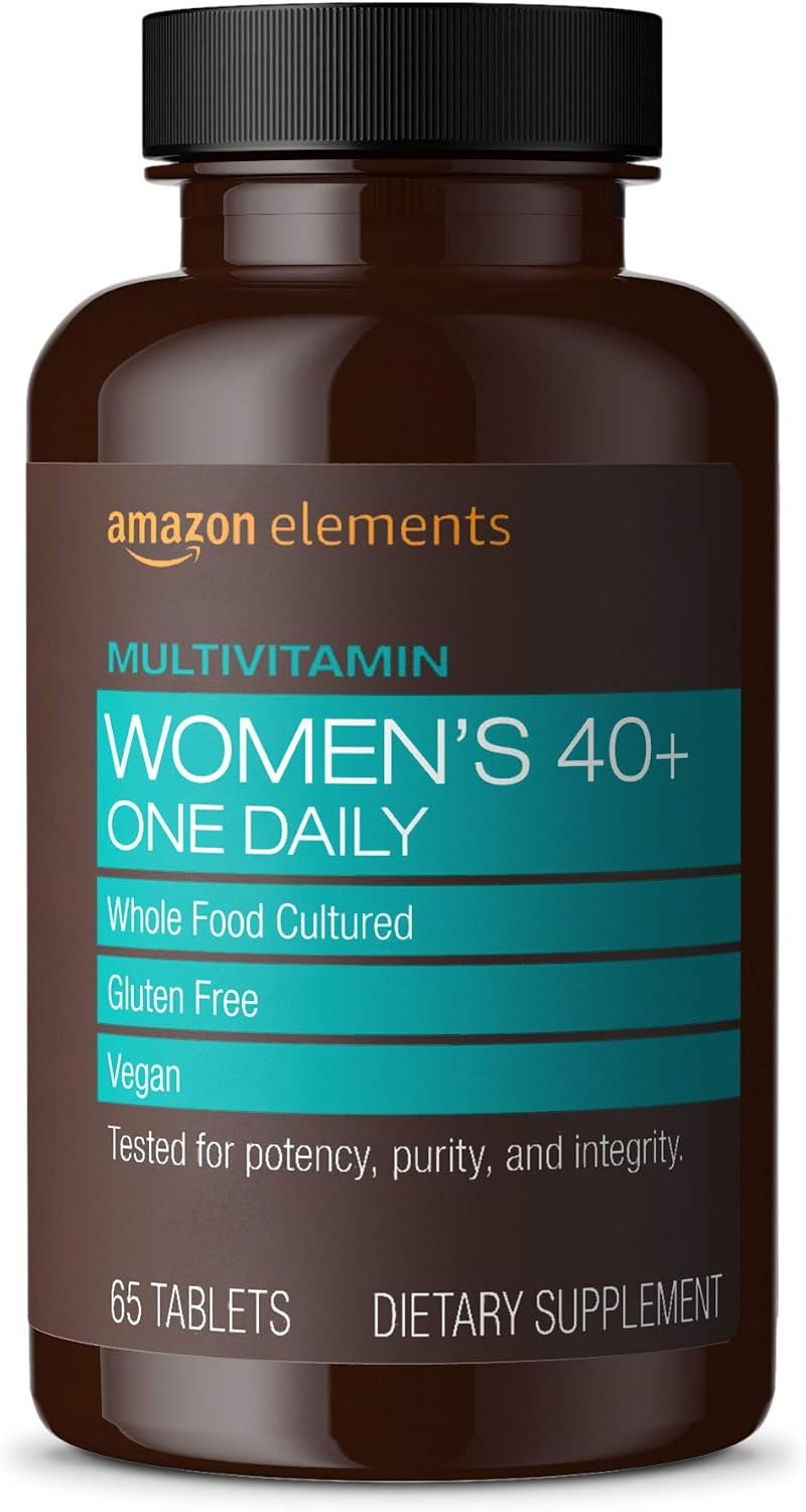 Amazon Basics Women‚ 40+ One Daily Multivitamin, 66% Whole Food Cultured, Vegan, 65 Tablets, 2 month supply, Packaging May Vary (Previously Amazon Elements)