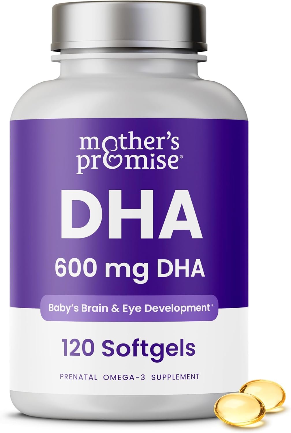 Mother’s Promise Prenatal DHA 600mg Omega-3 for Pregnancy, 120 Softgels