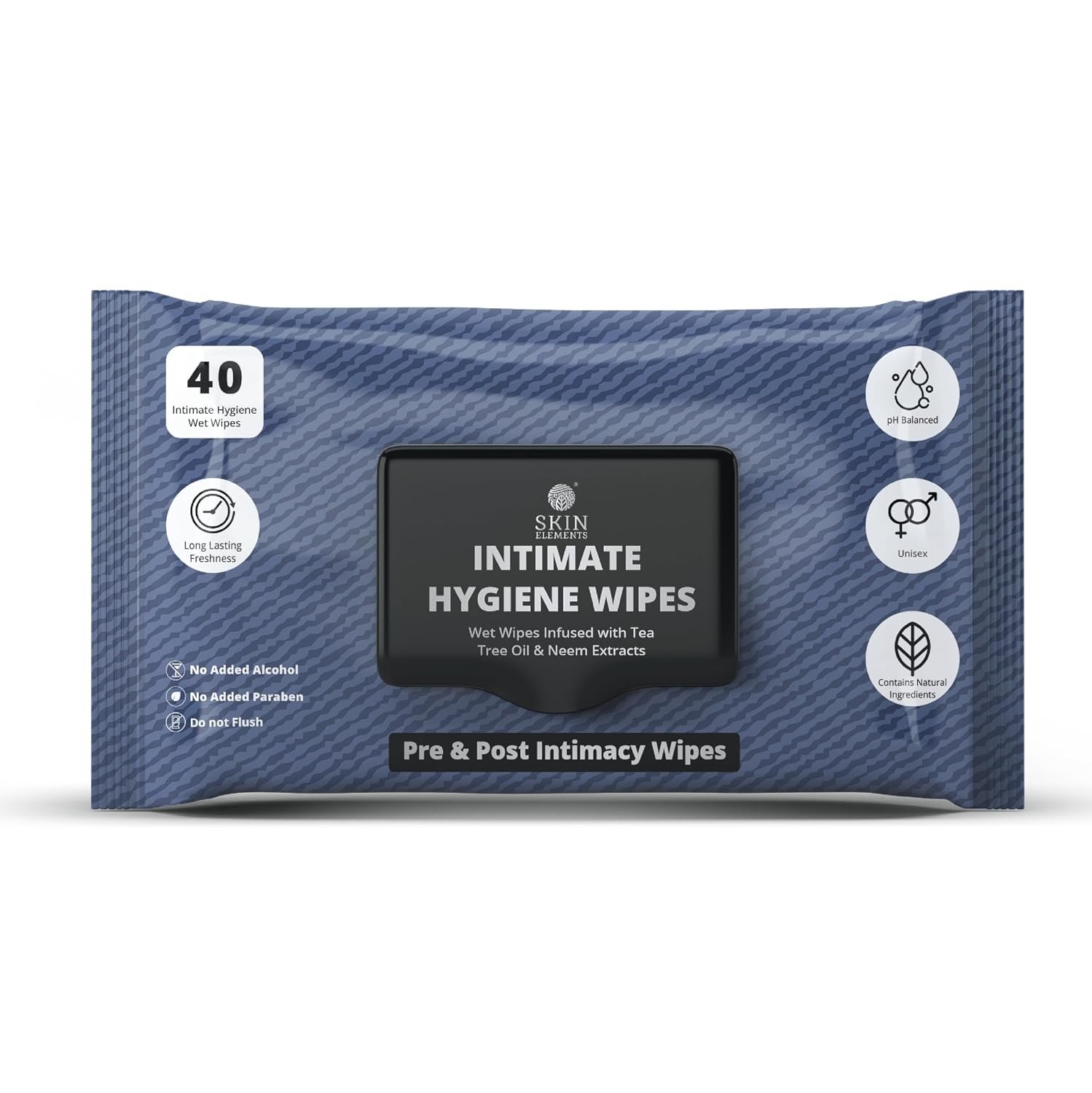 Skin Elements Intimate Hygiene Wipes| Unisex |Pre & Post Intimacy| 40 Count