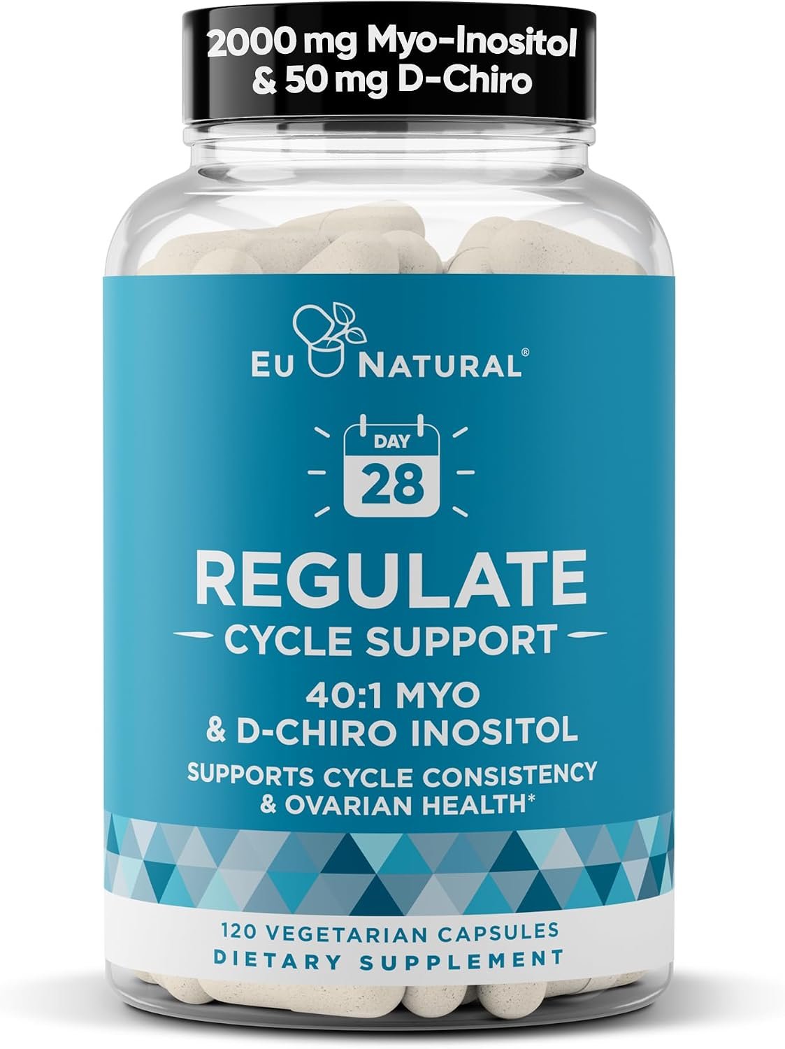 Regulate Cycle Support, Myo-Inositol & D-Chiro 40:1, 120 Capsules | Myo-Inositol 2000 mg & D-Chiro Inositol 50 mg supports hormone balance & healthy menstrual cycles
