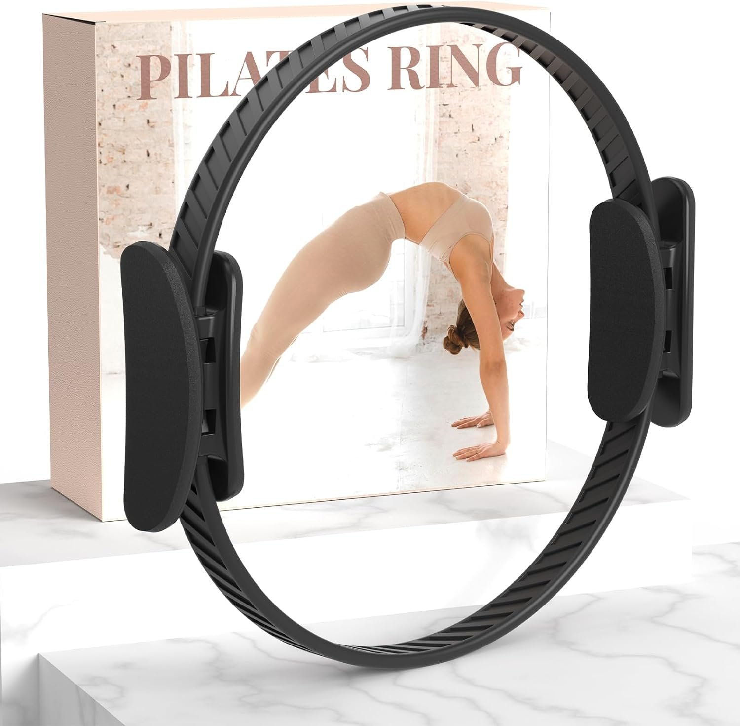 JKSHMYT Pilates Ring, 14.5 inch Magic Circle Pilates Equipment | 30 lb Resistance Home Pilates Ring, Durable Foam Padded Handles, Essentials Pilates Equipment for Beginners and Women