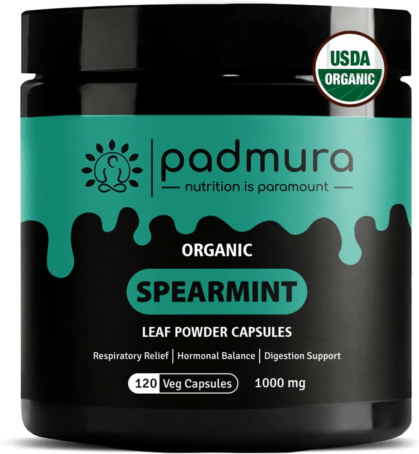 Organic Spearmint Powder Capsules 1000mg | USDA Organic Certified | Non GMO | Gluten Free | Vegan – 120 Veg Capsules
