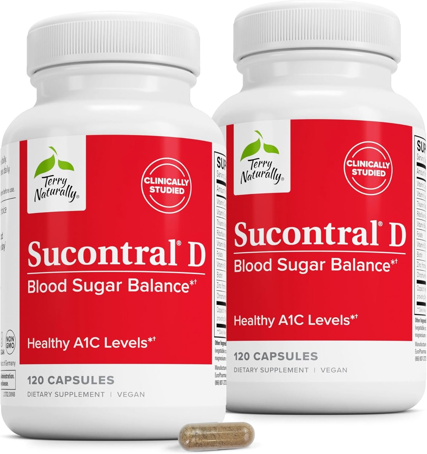 Terry Naturally Sucontral D – Blood Sugar & Carb Metabolism – 120 Count | Healthy Blood Sugar and Carbohydrate Metabolism Support. 120 capsules, Pack of 2.