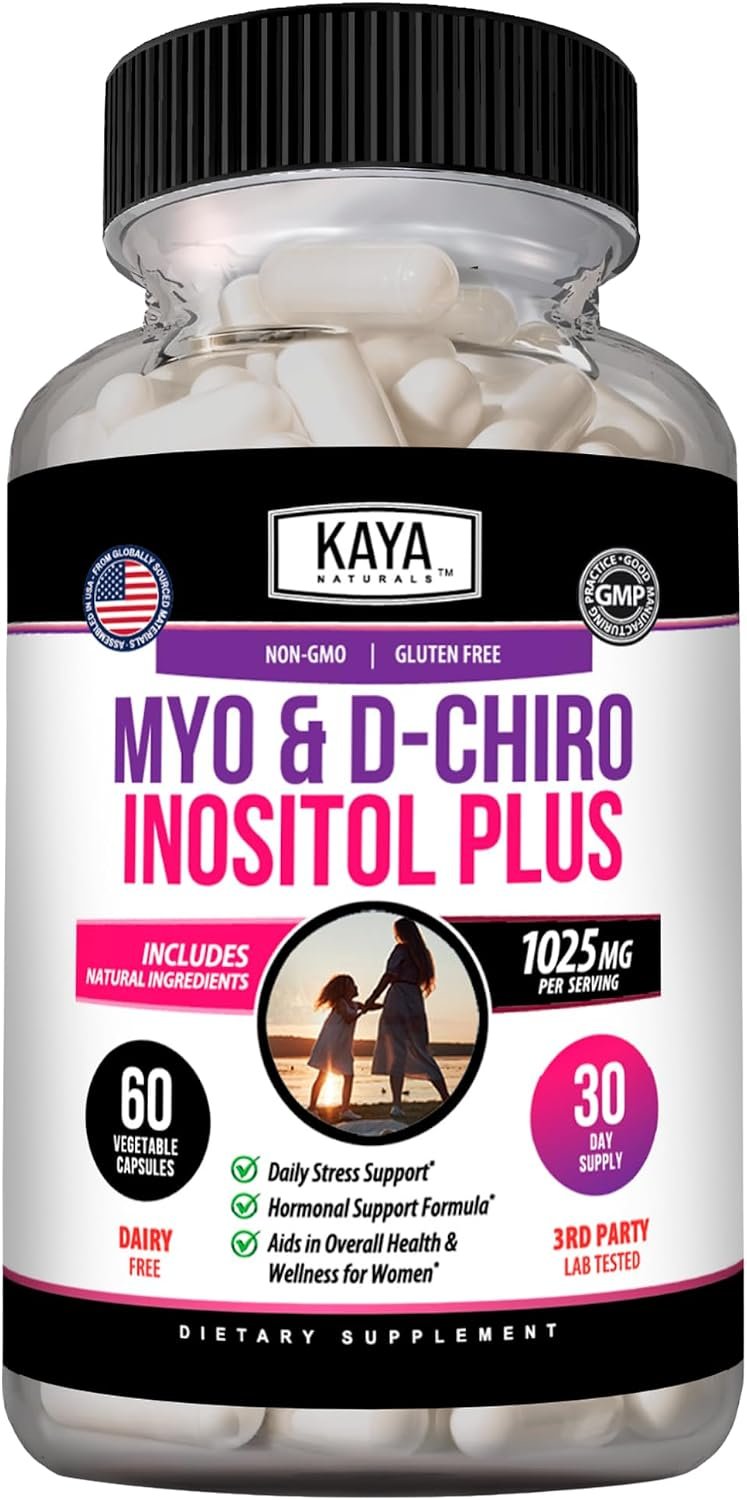 Kaya Naturals Myo & D-Chiro Inositol for Women, 40:1, 60 Capsules | Myo-Inositol 1,000 mg; D-Chiro Inositol 25 mg; 40:1 Ratio; 1,025 mg per Serving; Vegetable Capsules